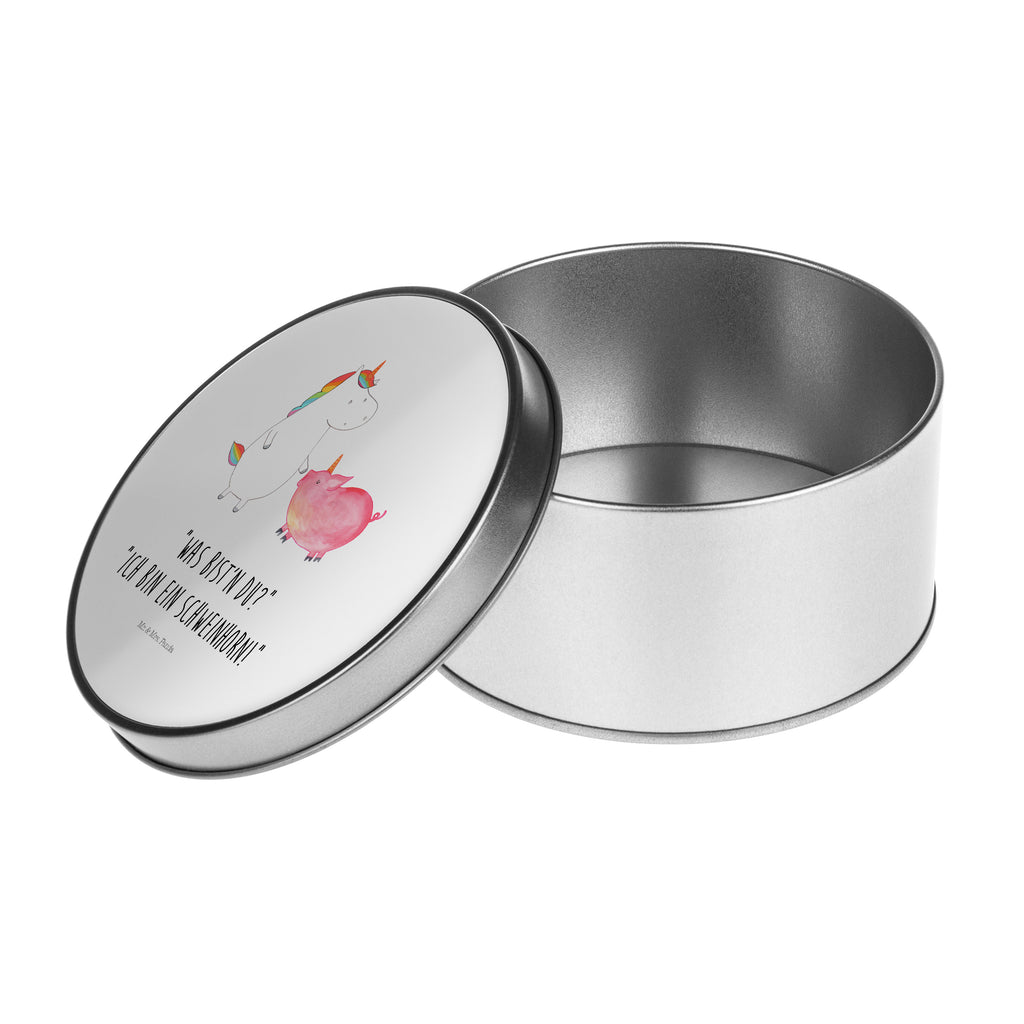Blechdose rund Einhorn + Schweinhorn Metalldose, Keksdose, Dose, Vorratsdose, Geschenkbox, Einhorn, Einhörner, Einhorn Deko, Pegasus, Unicorn, Freundschaft, Schweinhorn, Schwein, Freundin, Schweinchen