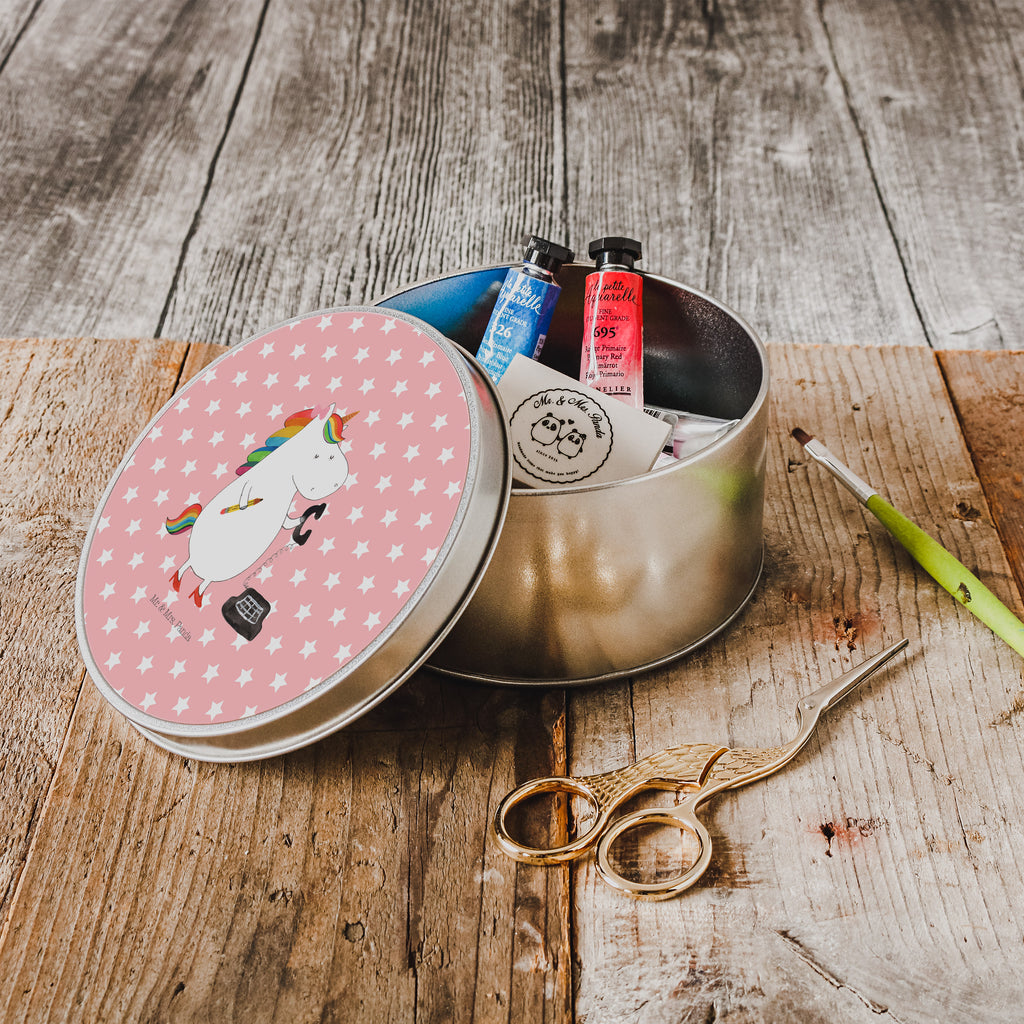 Blechdose rund Einhorn Sekretärin Metalldose, Keksdose, Dose, Vorratsdose, Geschenkbox, Einhorn, Einhörner, Einhorn Deko, Pegasus, Unicorn, Sekretärin, Büro, Rechtsanwältin, Rechtsanwaltsgehilfin, Steuerbüro, Steuerkanzlei, Bürokraft, Bürohilfe