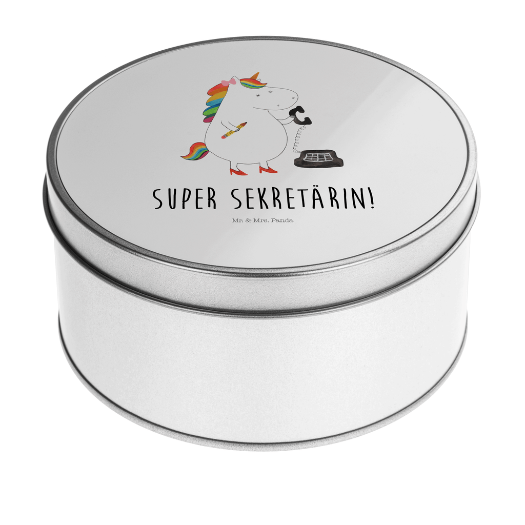 Blechdose rund Einhorn Sekretärin Metalldose, Keksdose, Dose, Vorratsdose, Geschenkbox, Einhorn, Einhörner, Einhorn Deko, Pegasus, Unicorn, Sekretärin, Büro, Rechtsanwältin, Rechtsanwaltsgehilfin, Steuerbüro, Steuerkanzlei, Bürokraft, Bürohilfe
