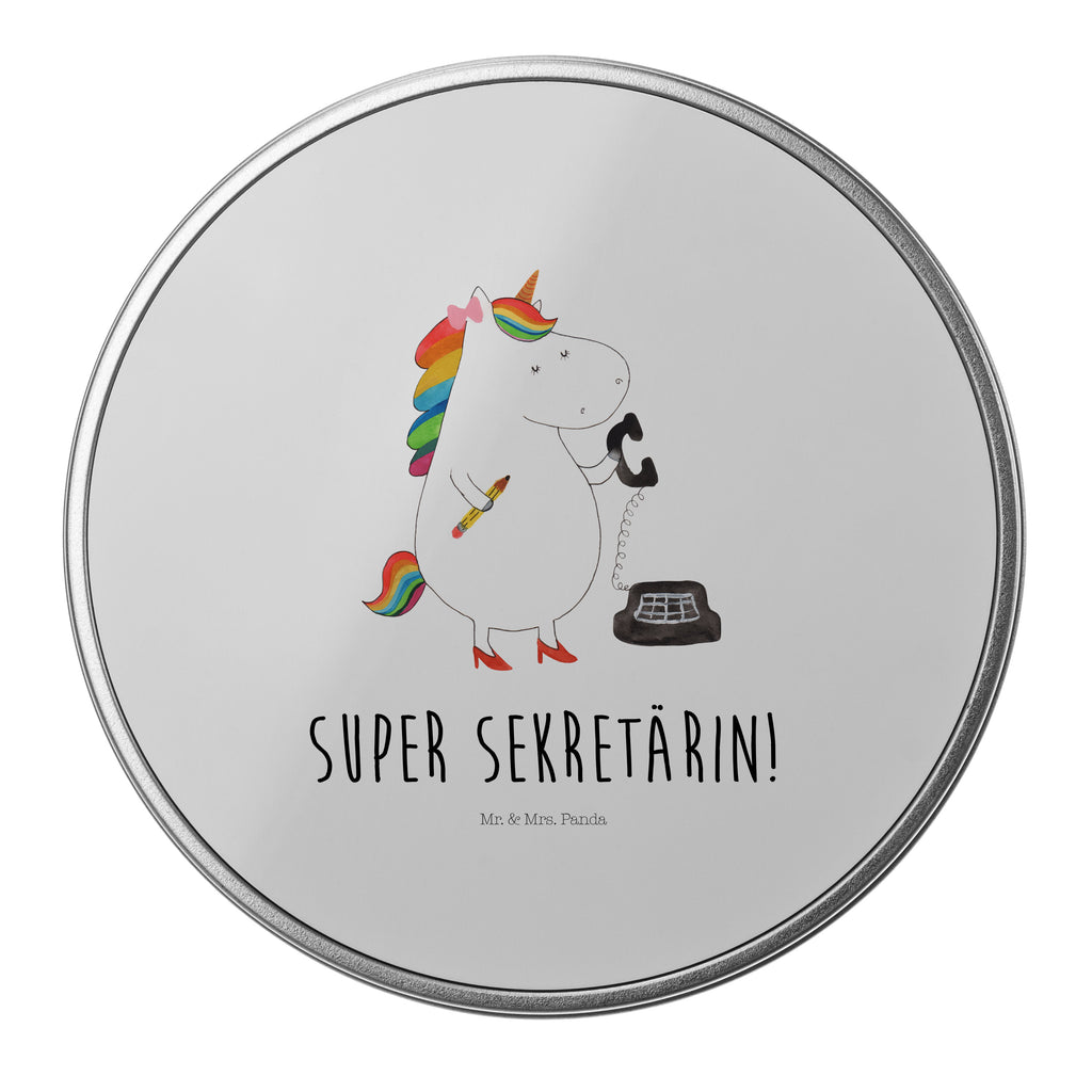 Blechdose rund Einhorn Sekretärin Metalldose, Keksdose, Dose, Vorratsdose, Geschenkbox, Einhorn, Einhörner, Einhorn Deko, Pegasus, Unicorn, Sekretärin, Büro, Rechtsanwältin, Rechtsanwaltsgehilfin, Steuerbüro, Steuerkanzlei, Bürokraft, Bürohilfe
