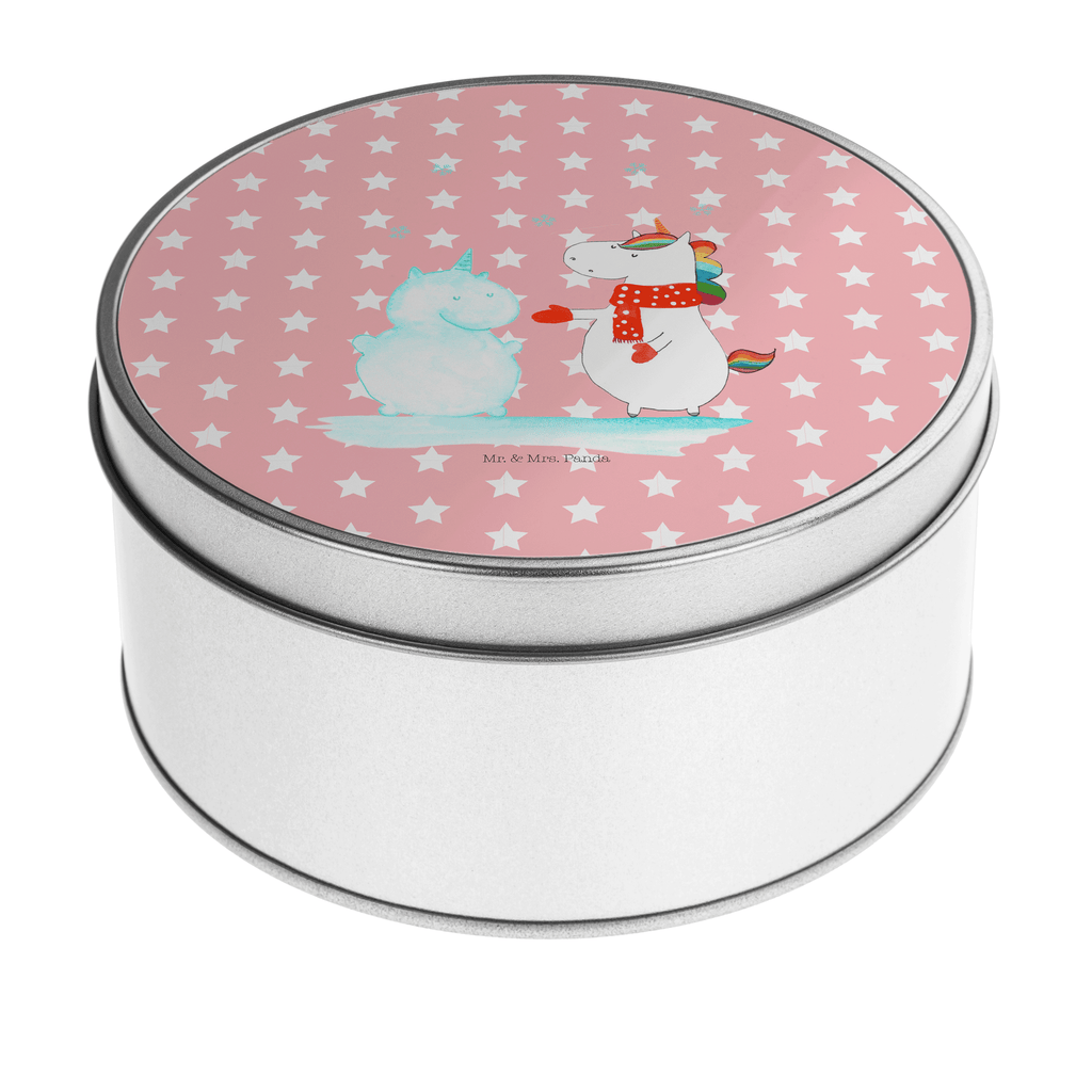 Blechdose rund Einhorn Schneemann Metalldose, Keksdose, Dose, Vorratsdose, Geschenkbox, Einhorn, Einhörner, Einhorn Deko, Pegasus, Unicorn, Schneemann, Winter, Schnee, Kuchen, Weihnachten, kalt, Mütze, Handschuhe, X-Mas