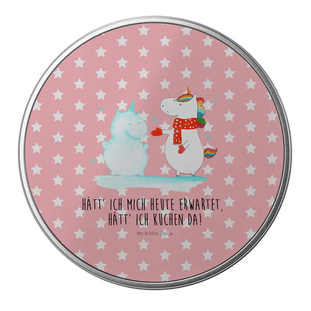 Blechdose rund Einhorn Schneemann Metalldose, Keksdose, Dose, Vorratsdose, Geschenkbox, Einhorn, Einhörner, Einhorn Deko, Pegasus, Unicorn, Schneemann, Winter, Schnee, Kuchen, Weihnachten, kalt, Mütze, Handschuhe, X-Mas