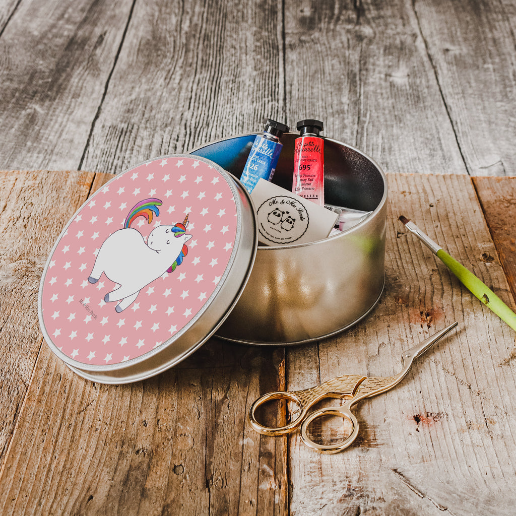 Blechdose rund Einhorn stolzierend Metalldose, Keksdose, Dose, Vorratsdose, Geschenkbox, Einhorn, Einhörner, Einhorn Deko, Pegasus, Unicorn, stolz, anders, bunt, Pferd, Reiter, Reiten, Freundin, Geschenk
