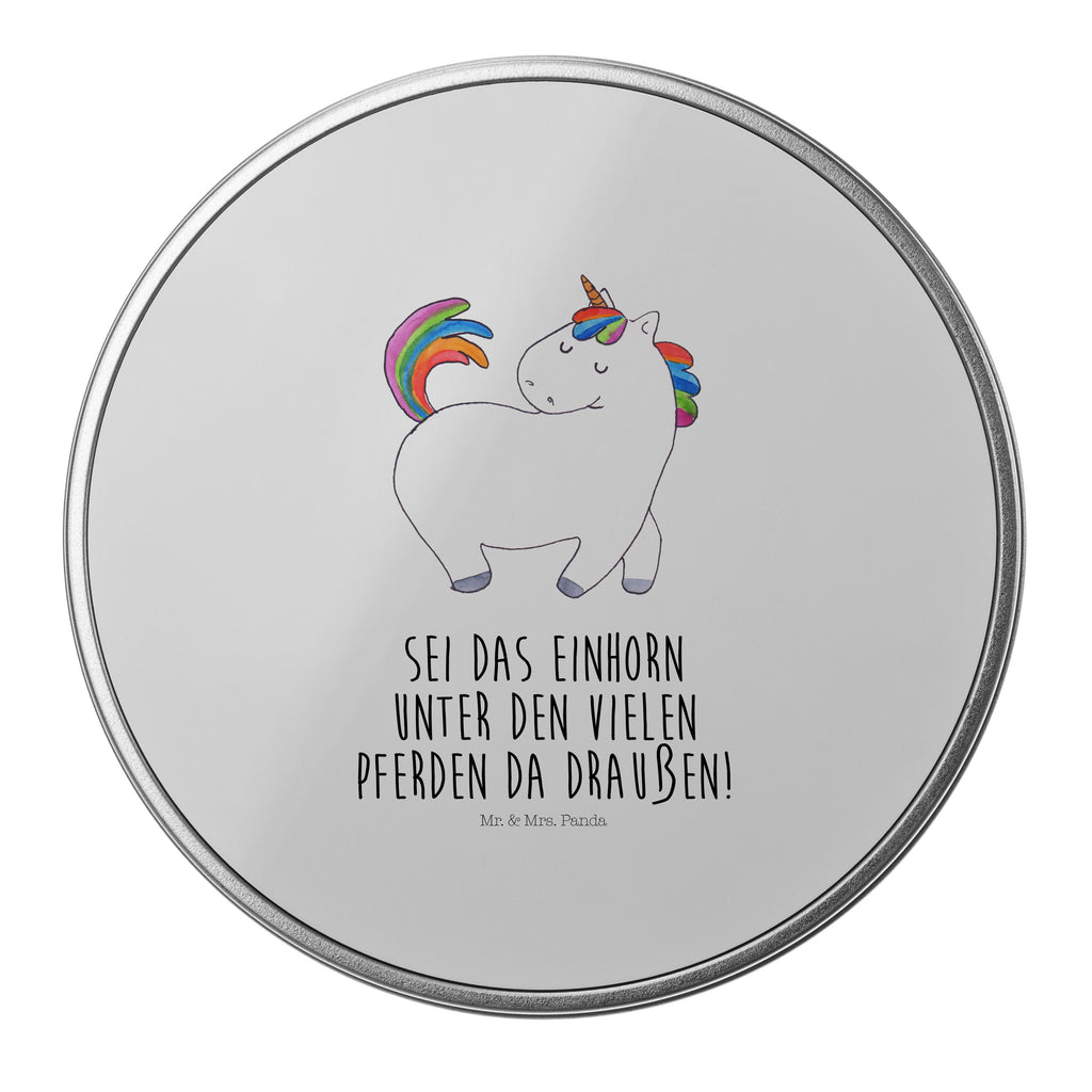 Blechdose rund Einhorn stolzierend Metalldose, Keksdose, Dose, Vorratsdose, Geschenkbox, Einhorn, Einhörner, Einhorn Deko, Pegasus, Unicorn, stolz, anders, bunt, Pferd, Reiter, Reiten, Freundin, Geschenk