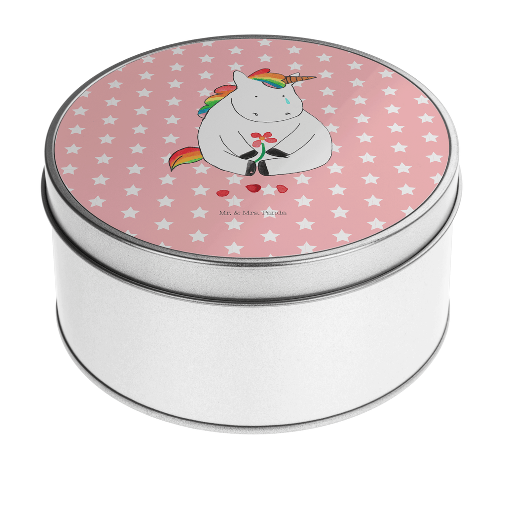 Blechdose rund Einhorn Traurig Metalldose, Keksdose, Dose, Vorratsdose, Geschenkbox, Einhorn, Einhörner, Einhorn Deko, Pegasus, Unicorn, Glitzer, Trösten. Freundschaft, Freunde, Liebe, Trauer, Grußkarte, Blume