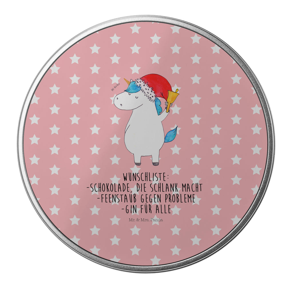 Blechdose rund Einhorn Weihnachtsmann Metalldose, Keksdose, Dose, Vorratsdose, Geschenkbox, Einhorn, Einhörner, Einhorn Deko, Pegasus, Unicorn, Gin, Schokolade, Schoki, Weihnachten, Weihnachtsmann, Nikolaus, Wunschzettel, Wunschliste, Feenstaub