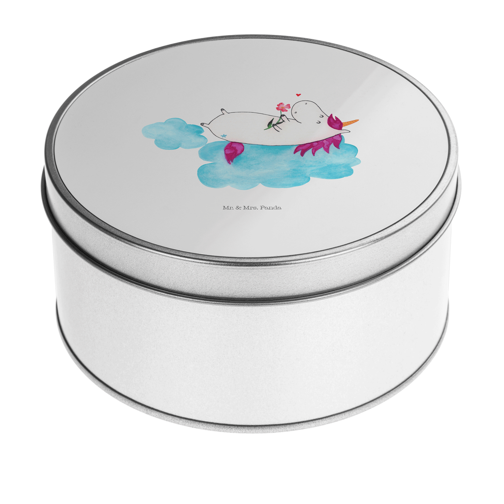Blechdose rund Einhorn verliebt auf Wolke Metalldose, Keksdose, Dose, Vorratsdose, Geschenkbox, Einhorn, Einhörner, Einhorn Deko, Pegasus, Unicorn, verliebt, Liebe, Liebesbeweis, Freundin, Wolke
