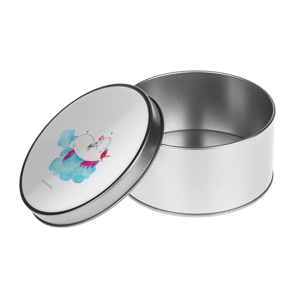 Blechdose rund Einhorn verliebt auf Wolke Metalldose, Keksdose, Dose, Vorratsdose, Geschenkbox, Einhorn, Einhörner, Einhorn Deko, Pegasus, Unicorn, verliebt, Liebe, Liebesbeweis, Freundin, Wolke