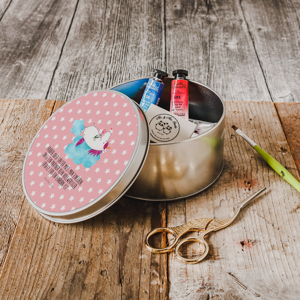 Blechdose rund Einhorn verliebt auf Wolke Metalldose, Keksdose, Dose, Vorratsdose, Geschenkbox, Einhorn, Einhörner, Einhorn Deko, Pegasus, Unicorn, verliebt, Liebe, Liebesbeweis, Freundin, Wolke