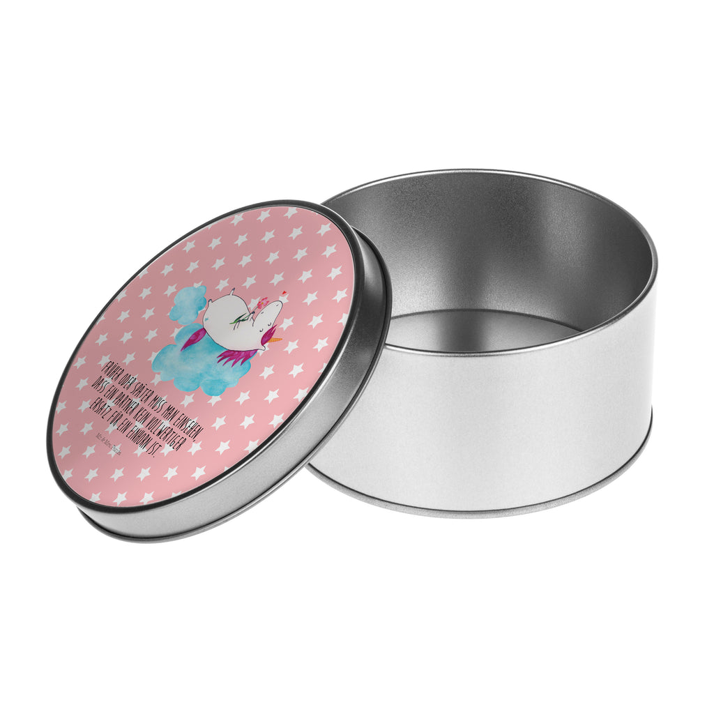 Blechdose rund Einhorn verliebt auf Wolke Metalldose, Keksdose, Dose, Vorratsdose, Geschenkbox, Einhorn, Einhörner, Einhorn Deko, Pegasus, Unicorn, verliebt, Liebe, Liebesbeweis, Freundin, Wolke