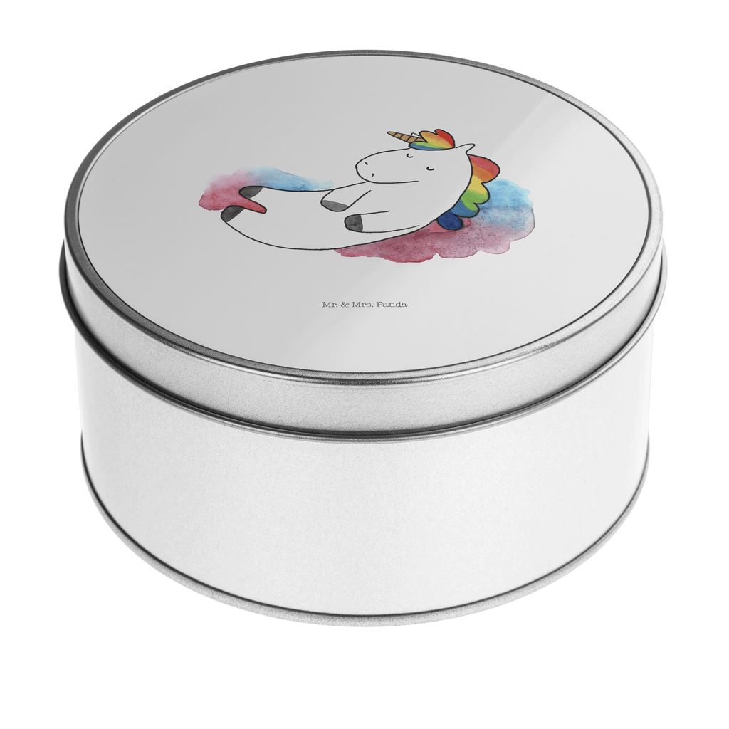 Blechdose rund Einhorn Wolke 7 Metalldose, Keksdose, Dose, Vorratsdose, Geschenkbox, Einhorn, Einhörner, Einhorn Deko, Pegasus, Unicorn, verliebt, Menschen, witzig, lustig, Geschenk, Glaube, Realität, Lächeln