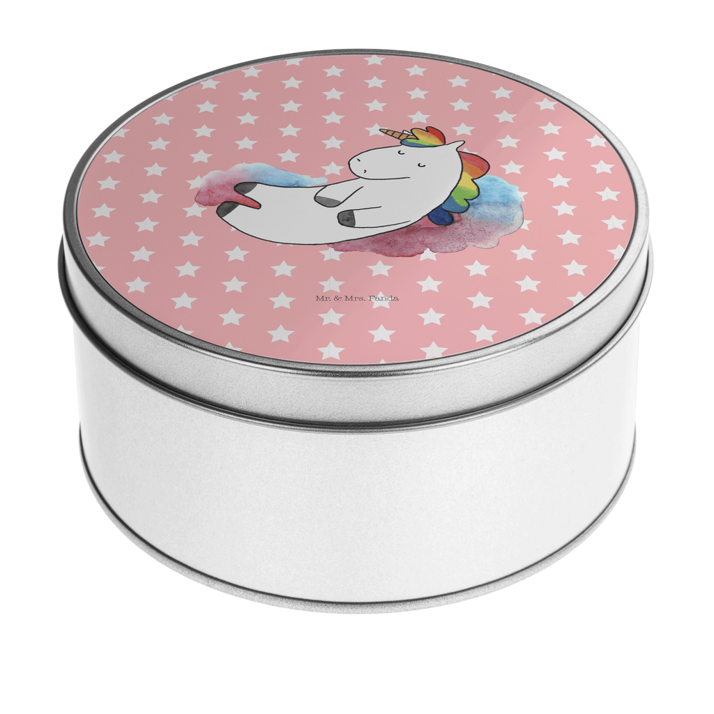 Blechdose rund Einhorn Wolke 7 Metalldose, Keksdose, Dose, Vorratsdose, Geschenkbox, Einhorn, Einhörner, Einhorn Deko, Pegasus, Unicorn, verliebt, Menschen, witzig, lustig, Geschenk, Glaube, Realität, Lächeln