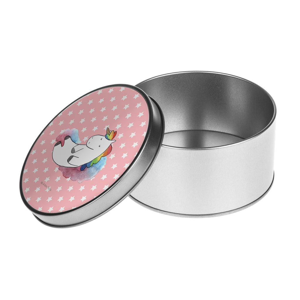 Blechdose rund Einhorn Wolke 7 Metalldose, Keksdose, Dose, Vorratsdose, Geschenkbox, Einhorn, Einhörner, Einhorn Deko, Pegasus, Unicorn, verliebt, Menschen, witzig, lustig, Geschenk, Glaube, Realität, Lächeln