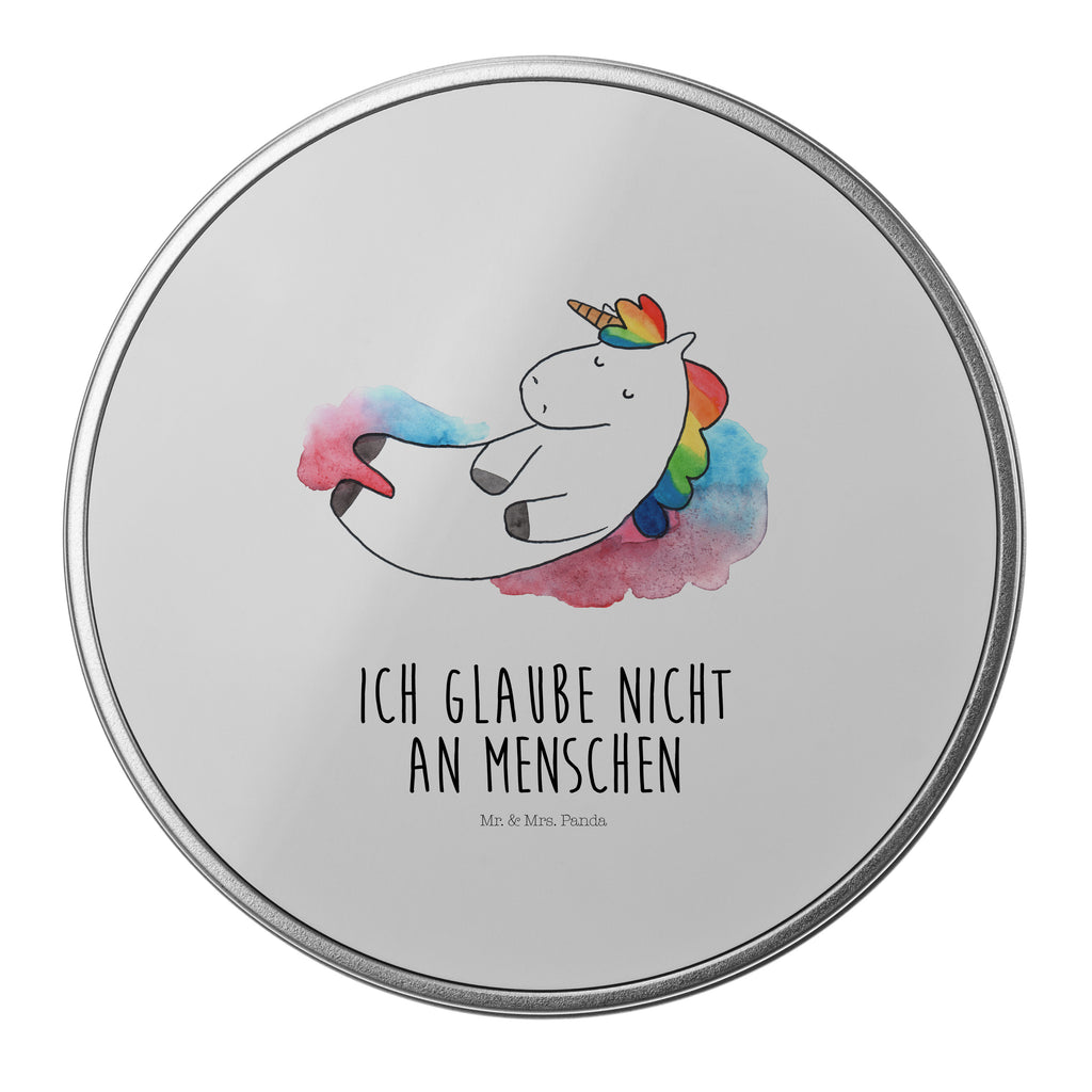 Blechdose rund Einhorn Wolke 7 Metalldose, Keksdose, Dose, Vorratsdose, Geschenkbox, Einhorn, Einhörner, Einhorn Deko, Pegasus, Unicorn, verliebt, Menschen, witzig, lustig, Geschenk, Glaube, Realität, Lächeln