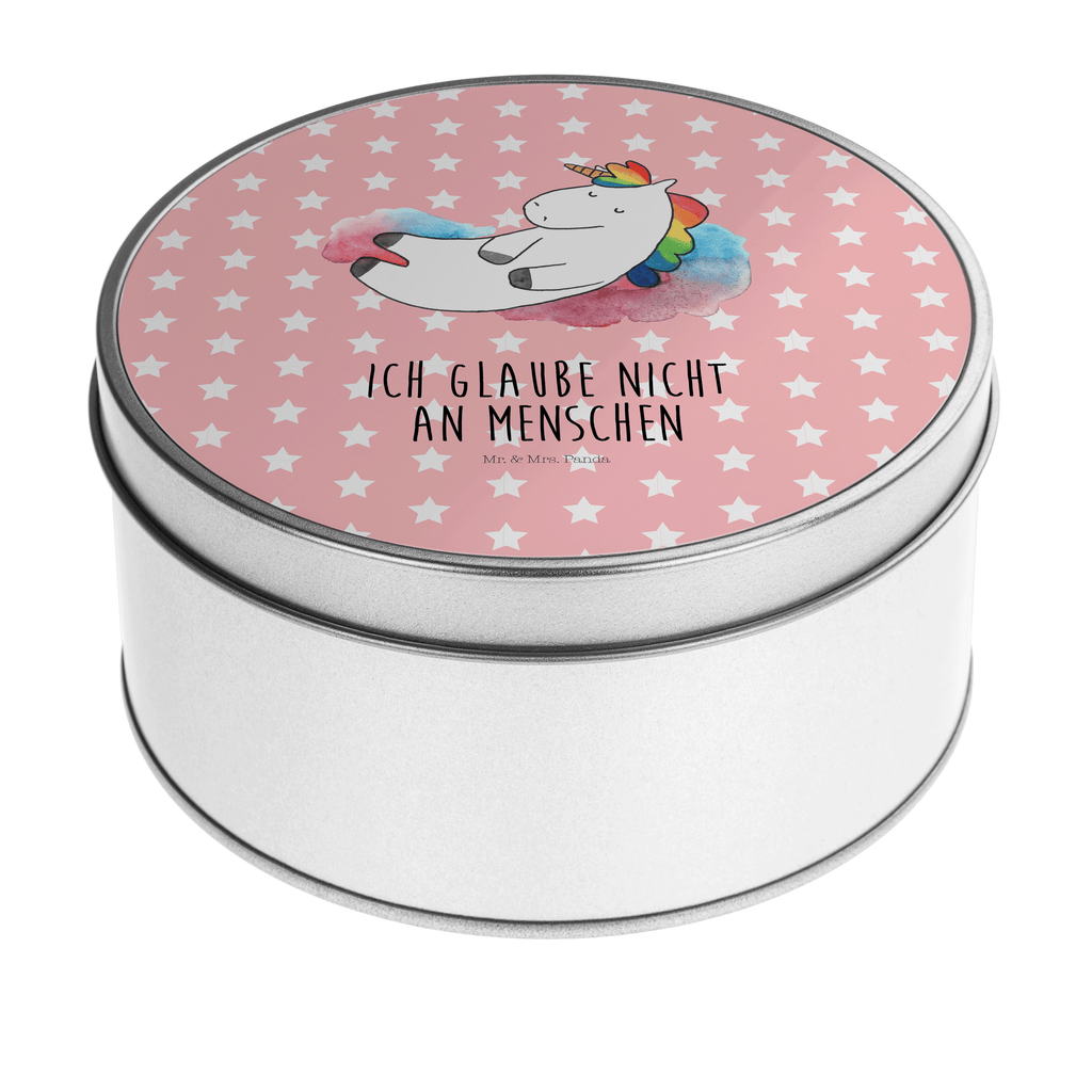 Blechdose rund Einhorn Wolke 7 Metalldose, Keksdose, Dose, Vorratsdose, Geschenkbox, Einhorn, Einhörner, Einhorn Deko, Pegasus, Unicorn, verliebt, Menschen, witzig, lustig, Geschenk, Glaube, Realität, Lächeln