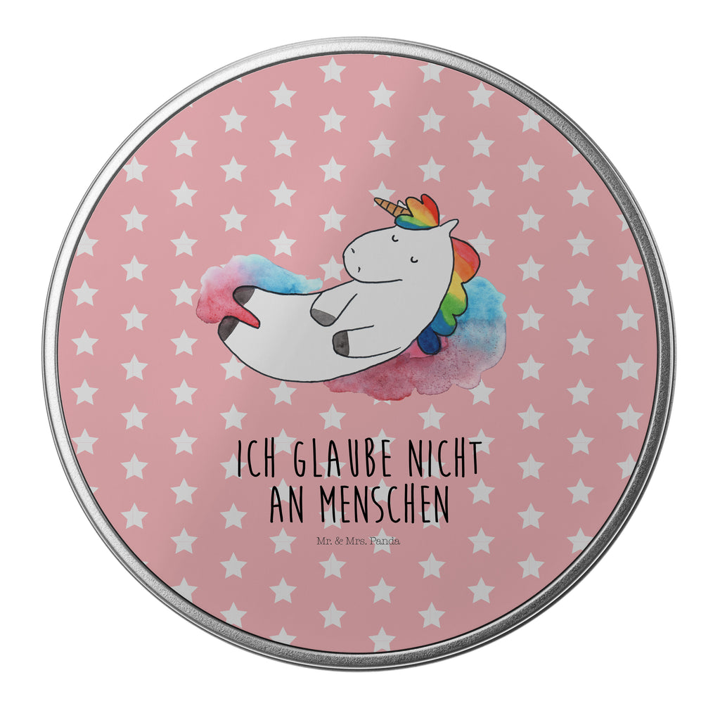 Blechdose rund Einhorn Wolke 7 Metalldose, Keksdose, Dose, Vorratsdose, Geschenkbox, Einhorn, Einhörner, Einhorn Deko, Pegasus, Unicorn, verliebt, Menschen, witzig, lustig, Geschenk, Glaube, Realität, Lächeln