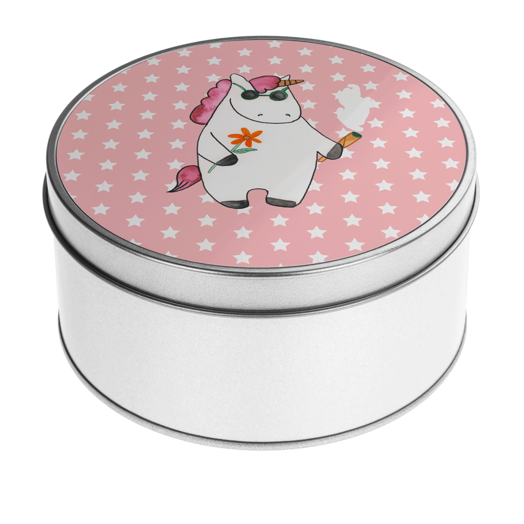 Blechdose rund Einhorn Woodstock Metalldose, Keksdose, Dose, Vorratsdose, Geschenkbox, Einhorn, Einhörner, Einhorn Deko, Pegasus, Unicorn, Kiffen, Joint, Zigarette, Alkohol, Party, Spaß. lustig, witzig, Woodstock