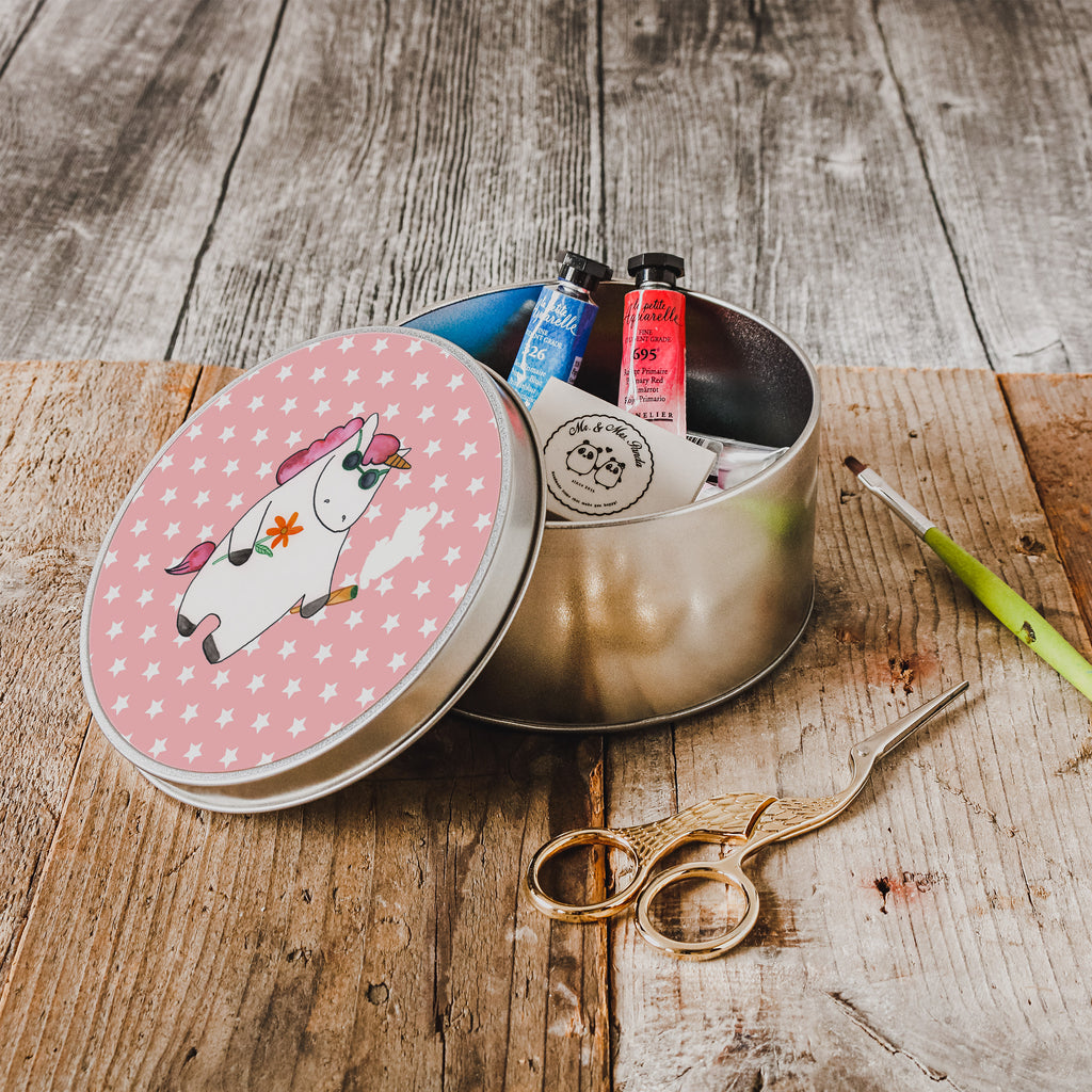 Blechdose rund Einhorn Woodstock Metalldose, Keksdose, Dose, Vorratsdose, Geschenkbox, Einhorn, Einhörner, Einhorn Deko, Pegasus, Unicorn, Kiffen, Joint, Zigarette, Alkohol, Party, Spaß. lustig, witzig, Woodstock