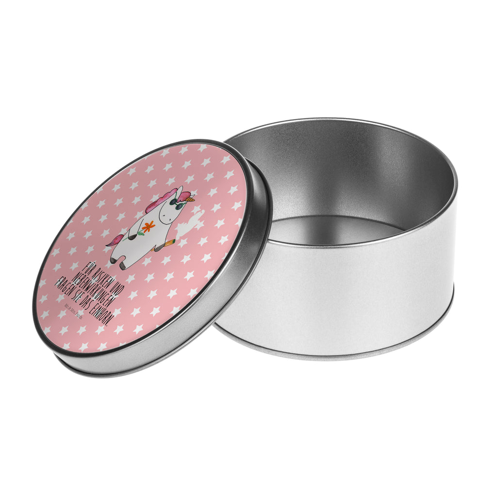 Blechdose rund Einhorn Woodstock Metalldose, Keksdose, Dose, Vorratsdose, Geschenkbox, Einhorn, Einhörner, Einhorn Deko, Pegasus, Unicorn, Kiffen, Joint, Zigarette, Alkohol, Party, Spaß. lustig, witzig, Woodstock