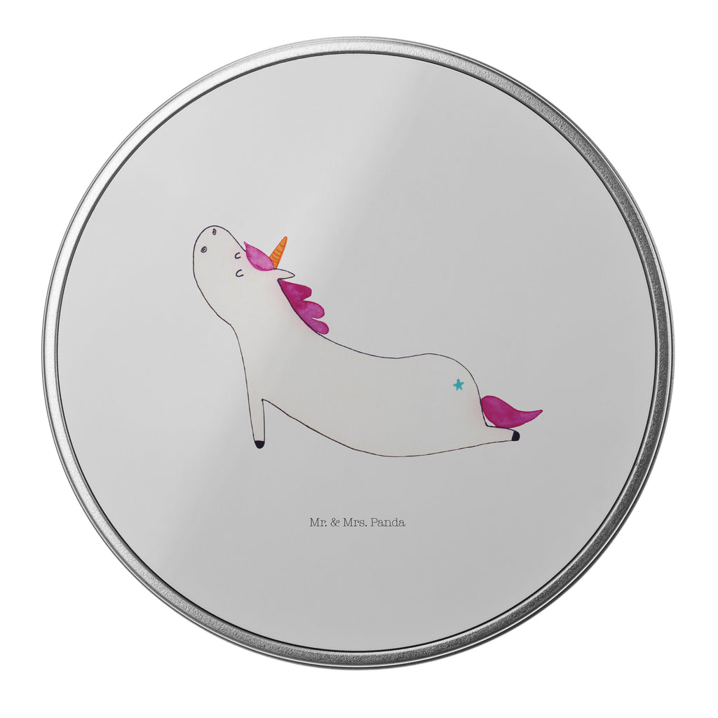 Blechdose rund Einhorn Yoga Metalldose, Keksdose, Dose, Vorratsdose, Geschenkbox, Einhorn, Einhörner, Einhorn Deko, Pegasus, Unicorn, Yoga, Namaste, Achtsamkeit, Entspannung, Joga, Yogamatte, Sport, lustig, witzig, süß