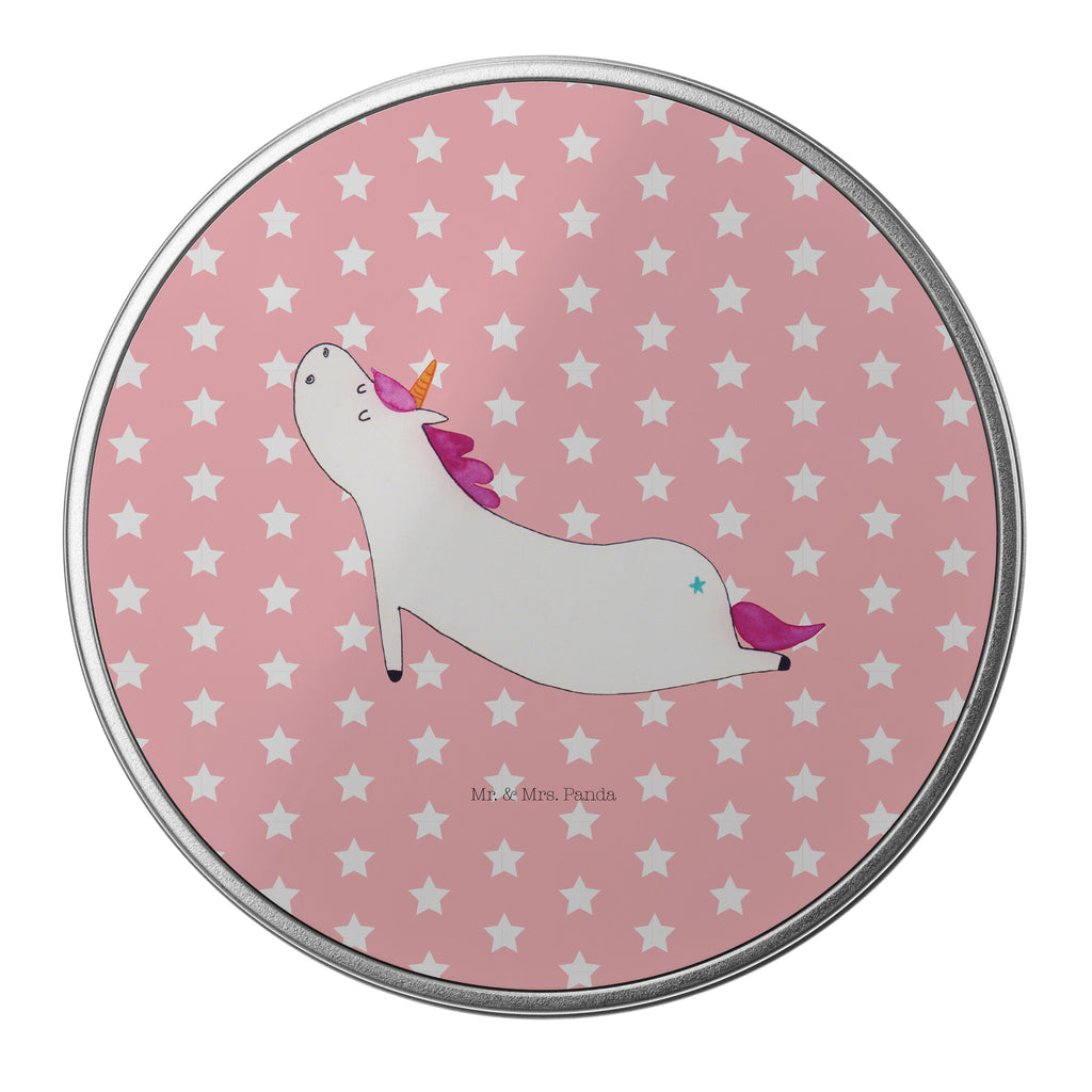 Blechdose rund Einhorn Yoga Metalldose, Keksdose, Dose, Vorratsdose, Geschenkbox, Einhorn, Einhörner, Einhorn Deko, Pegasus, Unicorn, Yoga, Namaste, Achtsamkeit, Entspannung, Joga, Yogamatte, Sport, lustig, witzig, süß