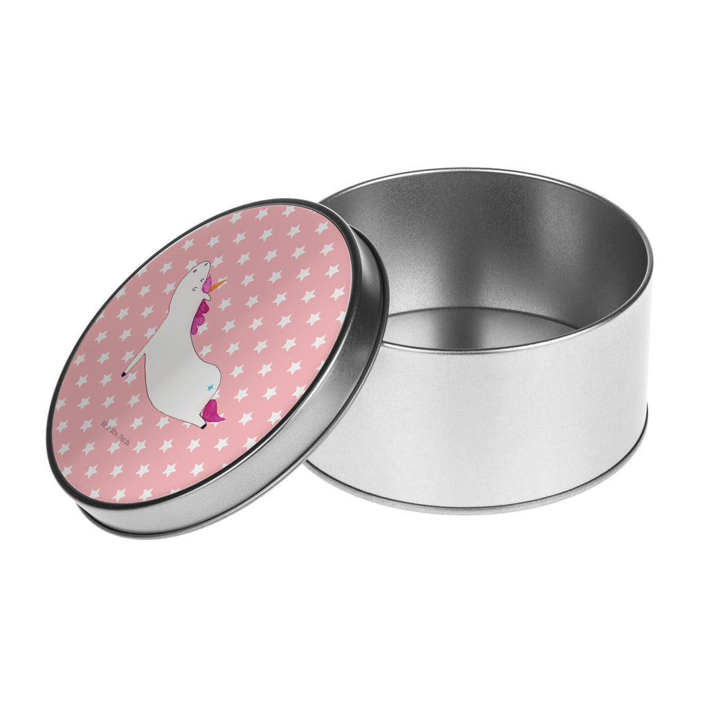Blechdose rund Einhorn Yoga Metalldose, Keksdose, Dose, Vorratsdose, Geschenkbox, Einhorn, Einhörner, Einhorn Deko, Pegasus, Unicorn, Yoga, Namaste, Achtsamkeit, Entspannung, Joga, Yogamatte, Sport, lustig, witzig, süß