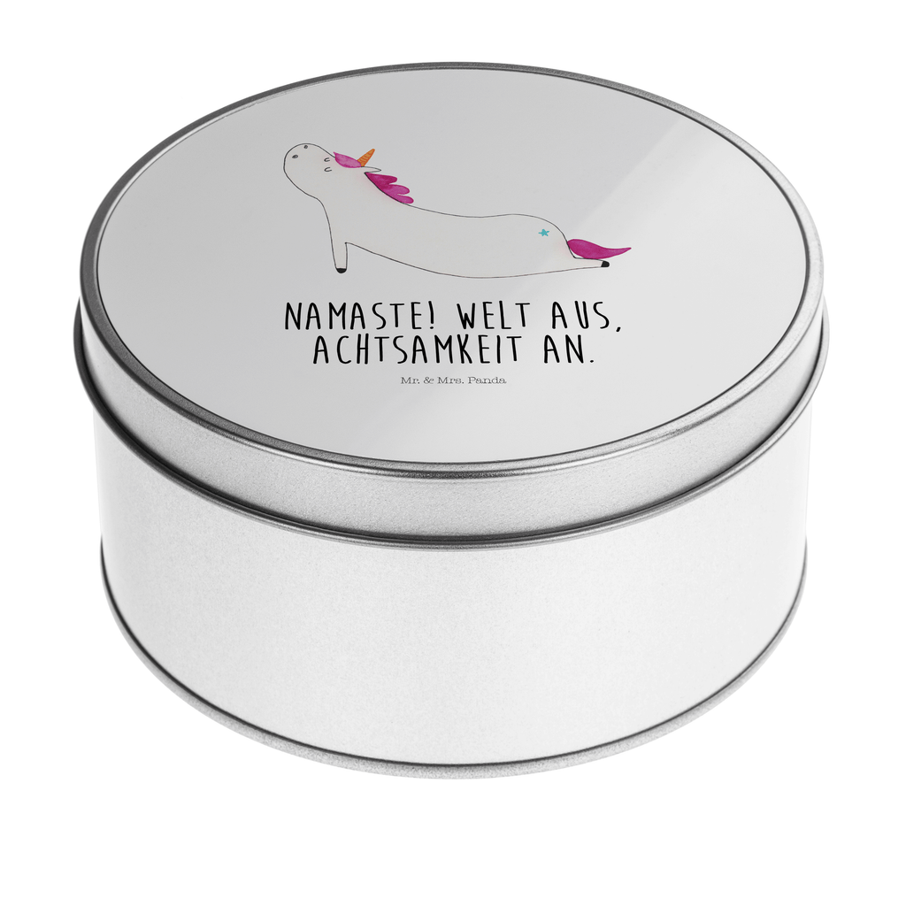 Blechdose rund Einhorn Yoga Metalldose, Keksdose, Dose, Vorratsdose, Geschenkbox, Einhorn, Einhörner, Einhorn Deko, Pegasus, Unicorn, Yoga, Namaste, Achtsamkeit, Entspannung, Joga, Yogamatte, Sport, lustig, witzig, süß