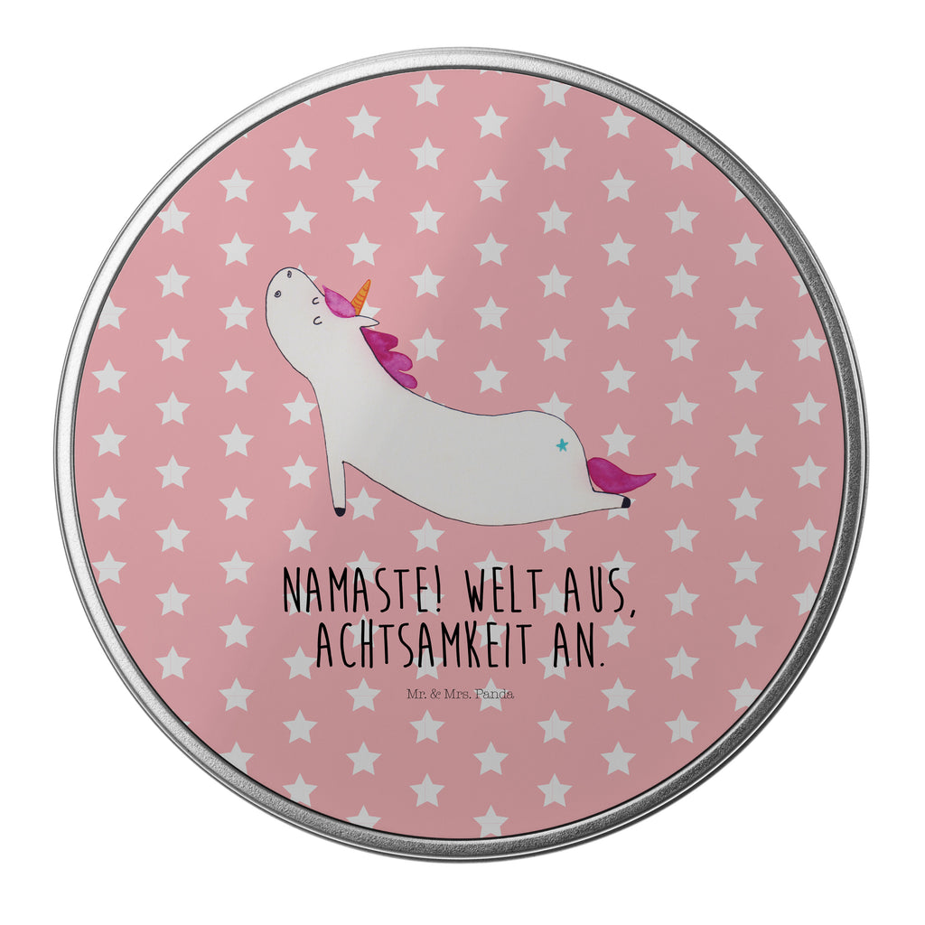 Blechdose rund Einhorn Yoga Metalldose, Keksdose, Dose, Vorratsdose, Geschenkbox, Einhorn, Einhörner, Einhorn Deko, Pegasus, Unicorn, Yoga, Namaste, Achtsamkeit, Entspannung, Joga, Yogamatte, Sport, lustig, witzig, süß