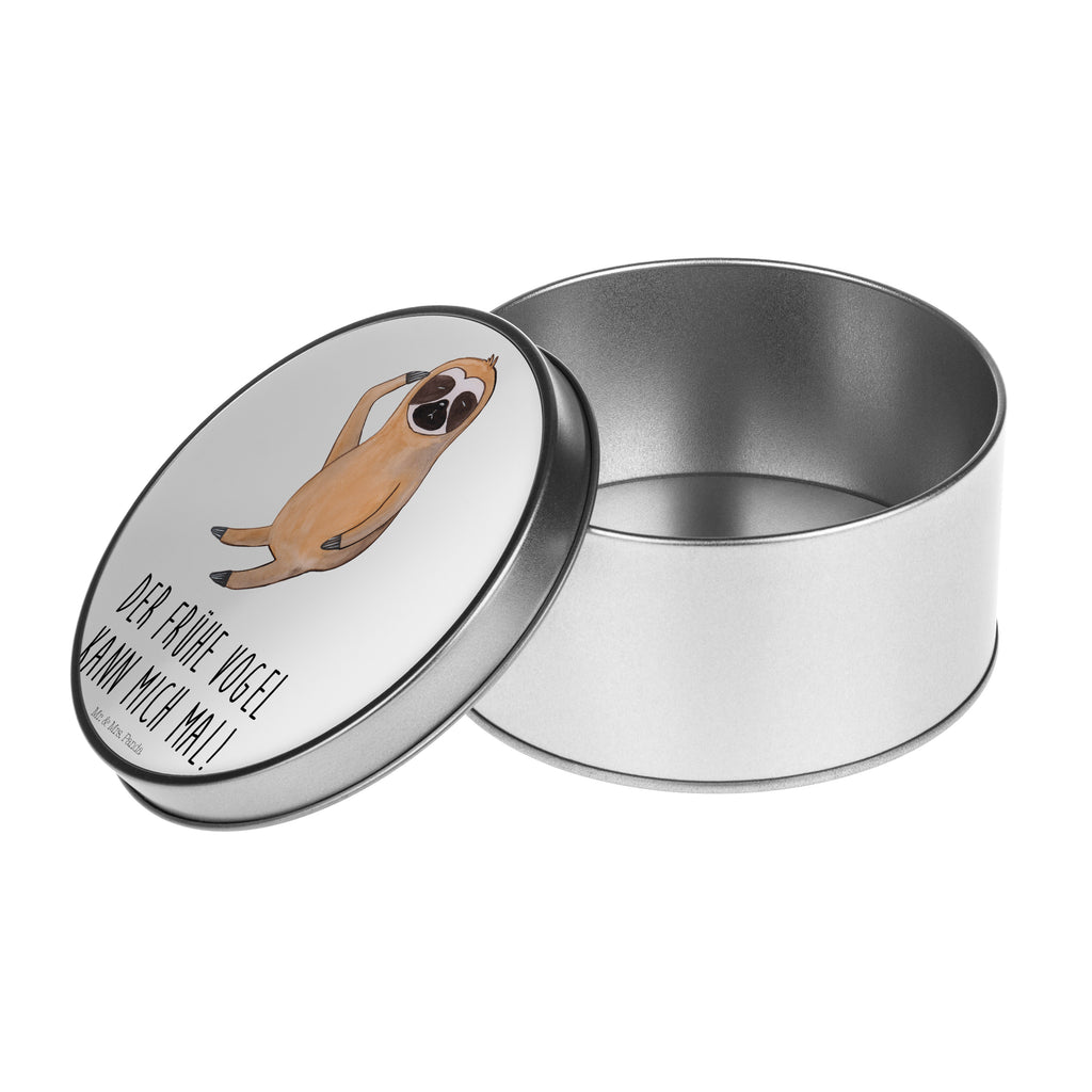 Blechdose rund Faultier Vogel zeigen Metalldose, Keksdose, Dose, Vorratsdose, Geschenkbox, Faultier, Faultier Geschenk, Faultier Deko, Faultiere, faul, Lieblingstier, Spinner, früher Vogel, der frühe Vogel, Frühaufsteher, Morgenmuffel, Vogel, Faultierwelt