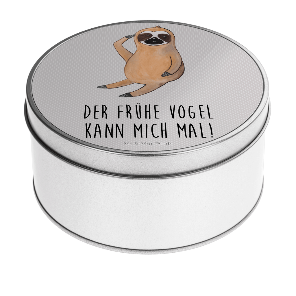 Blechdose rund Faultier Vogel zeigen Metalldose, Keksdose, Dose, Vorratsdose, Geschenkbox, Faultier, Faultier Geschenk, Faultier Deko, Faultiere, faul, Lieblingstier, Spinner, früher Vogel, der frühe Vogel, Frühaufsteher, Morgenmuffel, Vogel, Faultierwelt