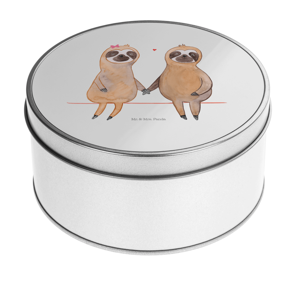 Blechdose rund Faultier Pärchen Metalldose, Keksdose, Dose, Vorratsdose, Geschenkbox, Faultier, Faultier Geschenk, Faultier Deko, Faultiere, faul, Lieblingstier, Liebe, Liebespaar, Faultierliebe, Faultierpärchen, verliebt, verlobt, gemeinsam, relaxen, Pärchen, Beziehung, Langsamkeit