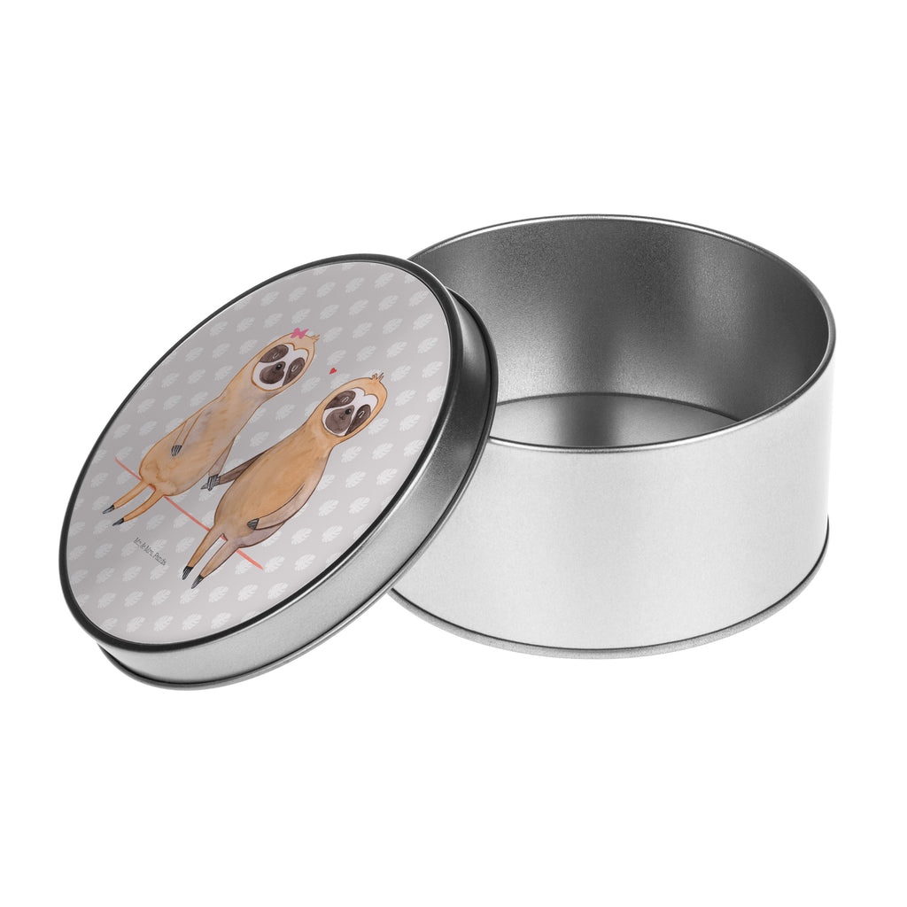 Blechdose rund Faultier Pärchen Metalldose, Keksdose, Dose, Vorratsdose, Geschenkbox, Faultier, Faultier Geschenk, Faultier Deko, Faultiere, faul, Lieblingstier, Liebe, Liebespaar, Faultierliebe, Faultierpärchen, verliebt, verlobt, gemeinsam, relaxen, Pärchen, Beziehung, Langsamkeit