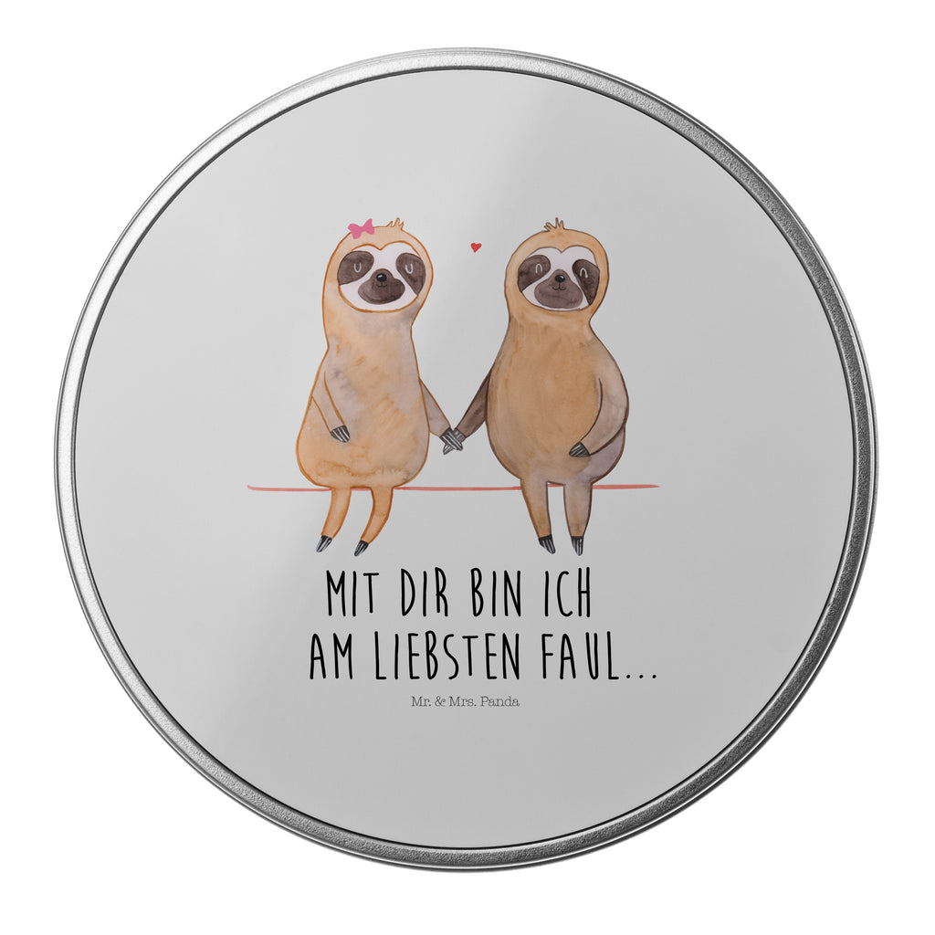 Blechdose rund Faultier Pärchen Metalldose, Keksdose, Dose, Vorratsdose, Geschenkbox, Faultier, Faultier Geschenk, Faultier Deko, Faultiere, faul, Lieblingstier, Liebe, Liebespaar, Faultierliebe, Faultierpärchen, verliebt, verlobt, gemeinsam, relaxen, Pärchen, Beziehung, Langsamkeit