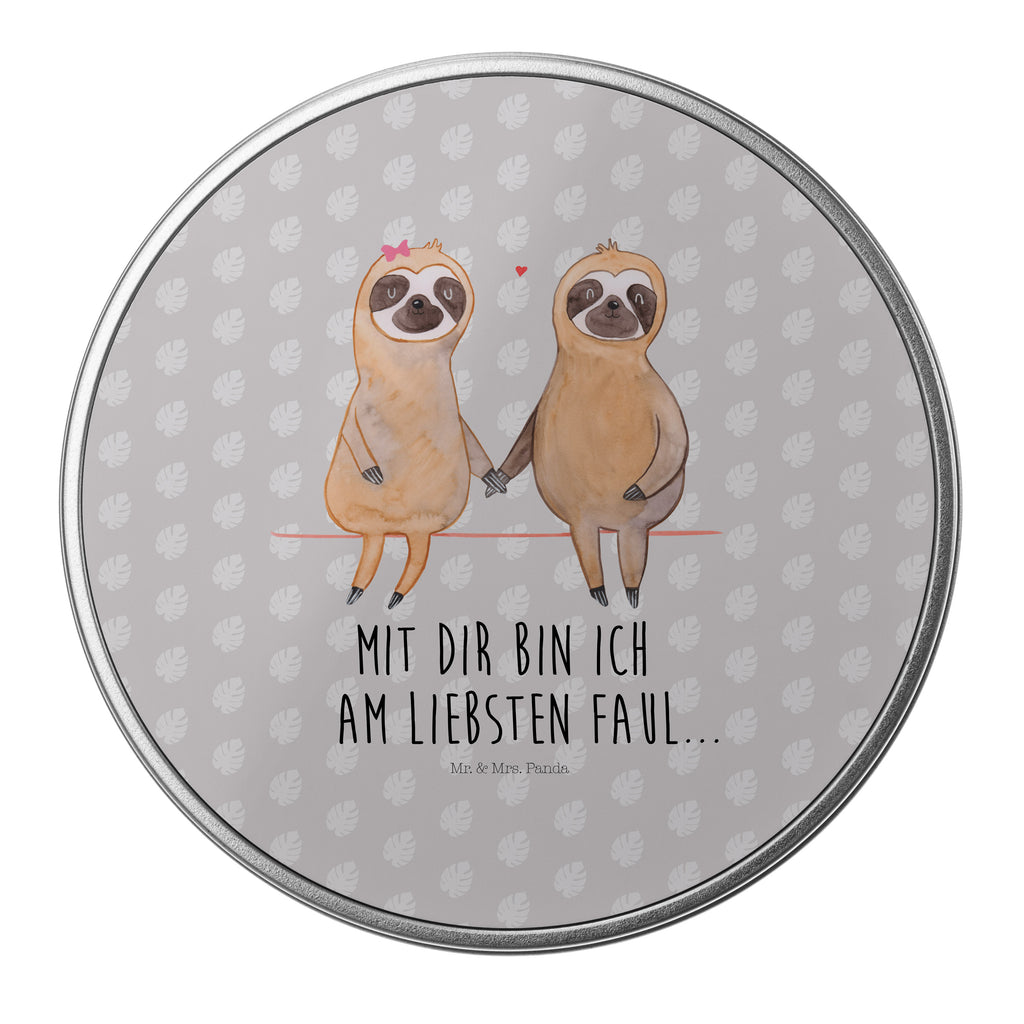 Blechdose rund Faultier Pärchen Metalldose, Keksdose, Dose, Vorratsdose, Geschenkbox, Faultier, Faultier Geschenk, Faultier Deko, Faultiere, faul, Lieblingstier, Liebe, Liebespaar, Faultierliebe, Faultierpärchen, verliebt, verlobt, gemeinsam, relaxen, Pärchen, Beziehung, Langsamkeit