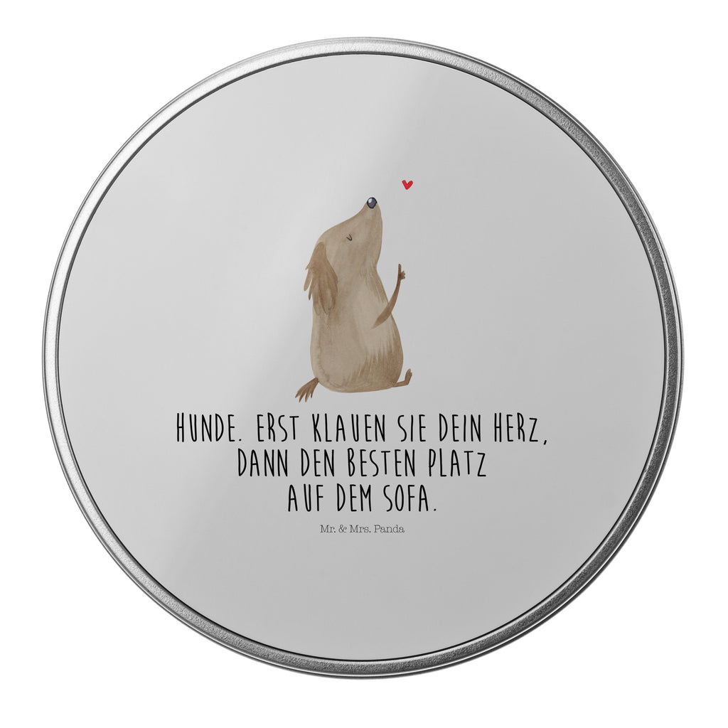 Blechdose rund Hund Liebe Metalldose, Keksdose, Dose, Vorratsdose, Geschenkbox, Hund, Hundemotiv, Haustier, Hunderasse, Tierliebhaber, Hundebesitzer, Sprüche, Liebe, Hundeglück, Hundeliebe, Hunde, Frauchen