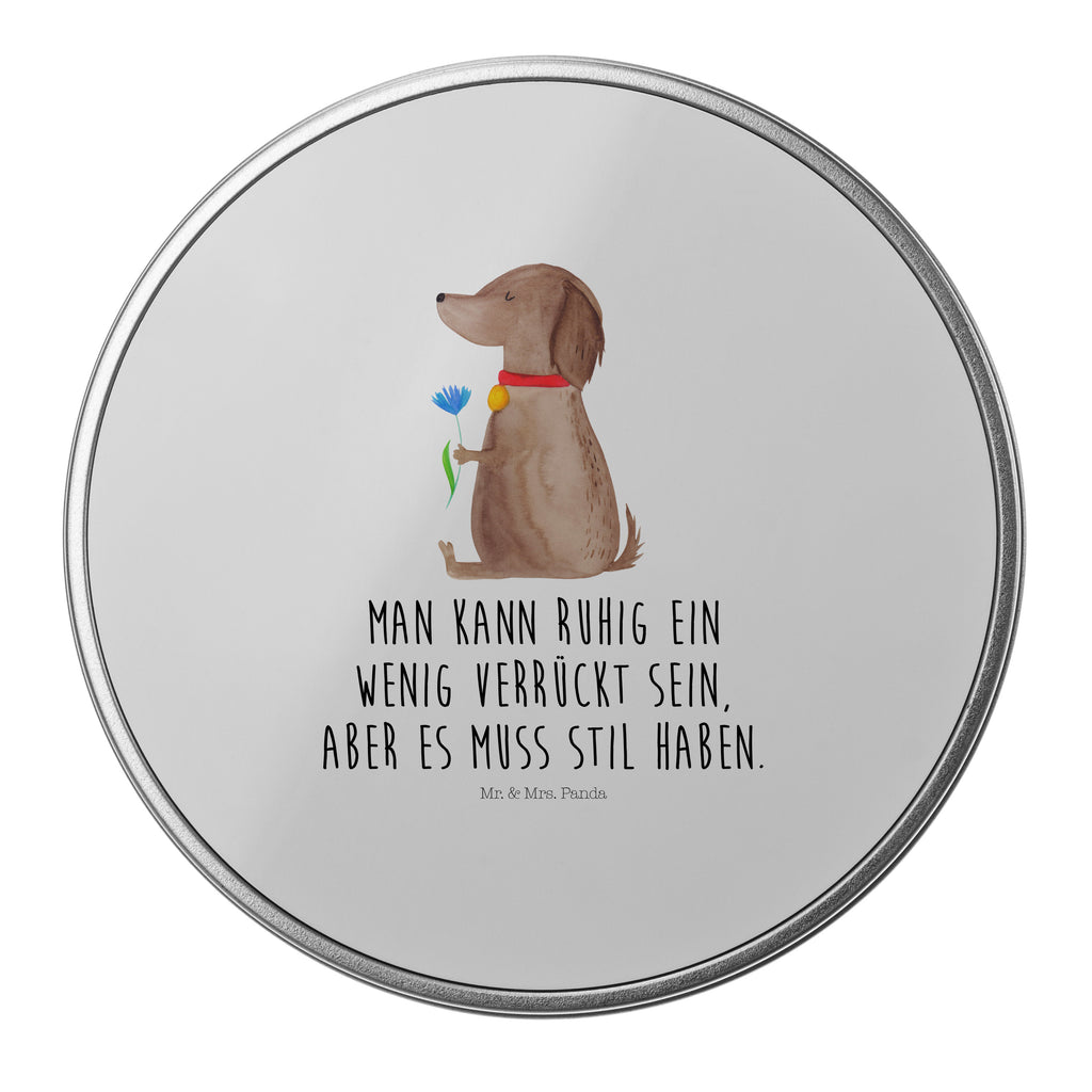 Blechdose rund Hund Blume Metalldose, Keksdose, Dose, Vorratsdose, Geschenkbox, Hund, Hundemotiv, Haustier, Hunderasse, Tierliebhaber, Hundebesitzer, Sprüche, Hunde, Frauchen, Hundeliebe