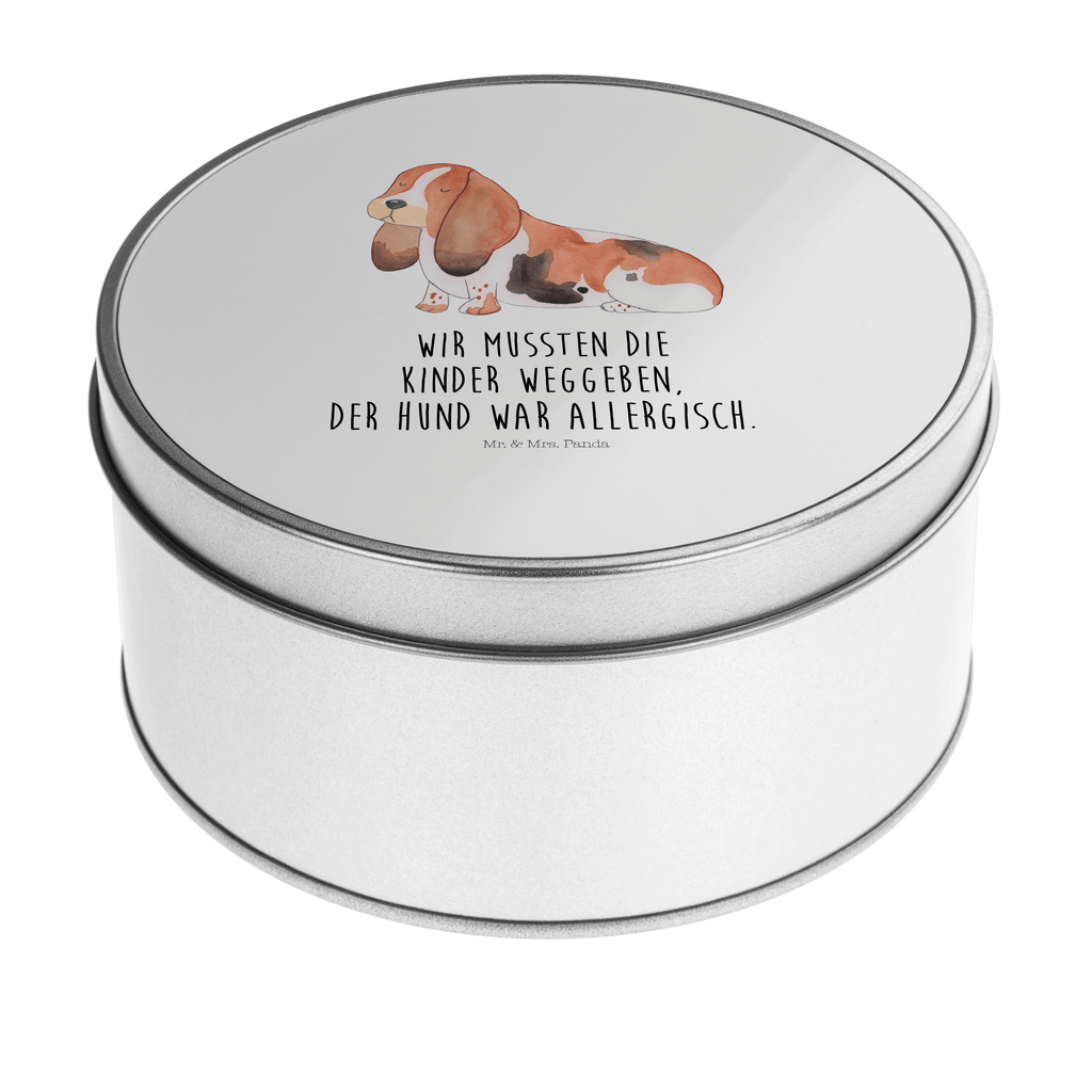 Blechdose rund Hund Basset Hound Metalldose, Keksdose, Dose, Vorratsdose, Geschenkbox, Hund, Hundemotiv, Haustier, Hunderasse, Tierliebhaber, Hundebesitzer, Sprüche, Basset Hound, Basset, Hundeliebe, kinderlos