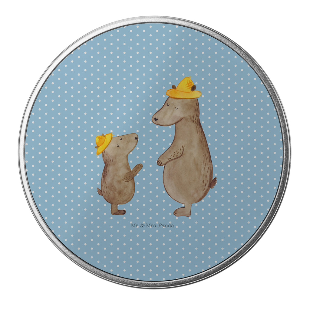 Blechdose rund Bären mit Hut Metalldose, Keksdose, Dose, Vorratsdose, Geschenkbox, Familie, Vatertag, Muttertag, Bruder, Schwester, Mama, Papa, Oma, Opa, Bär, Bären, Vater, Papi, Paps, Dad, Daddy, Lieblingsmensch, Sohn, Söhne, Kind, Kinder, Vater-Sohn, Family, Vorbild
