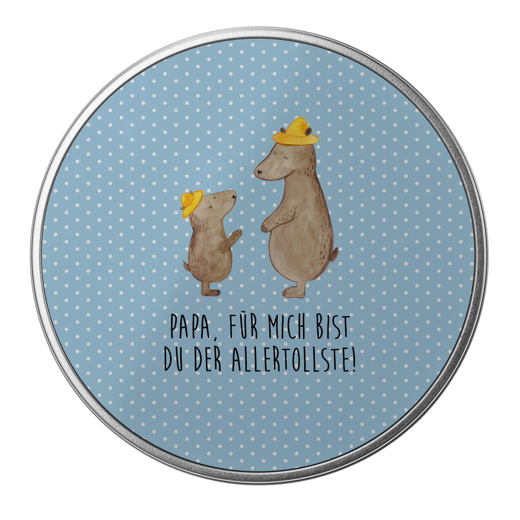 Blechdose rund Bären mit Hut Metalldose, Keksdose, Dose, Vorratsdose, Geschenkbox, Familie, Vatertag, Muttertag, Bruder, Schwester, Mama, Papa, Oma, Opa, Bär, Bären, Vater, Papi, Paps, Dad, Daddy, Lieblingsmensch, Sohn, Söhne, Kind, Kinder, Vater-Sohn, Family, Vorbild