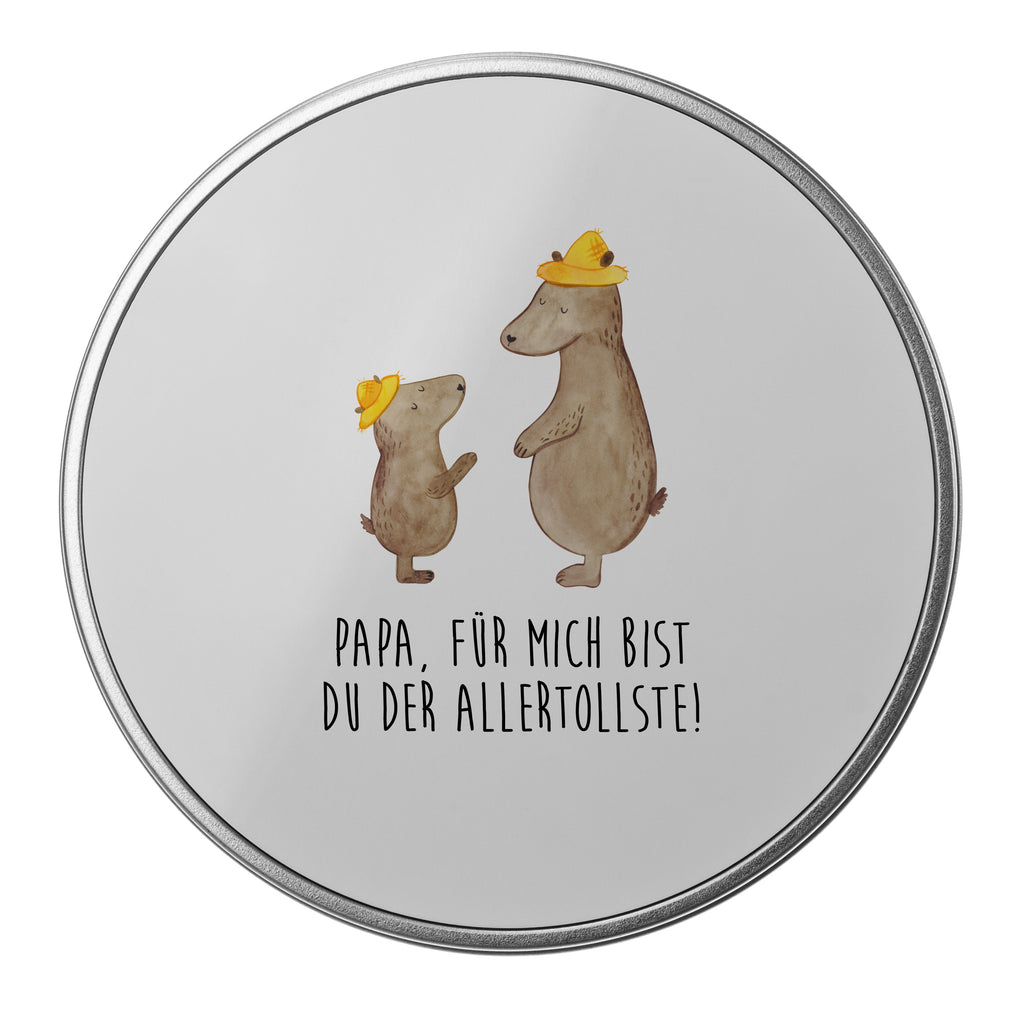 Blechdose rund Bären mit Hut Metalldose, Keksdose, Dose, Vorratsdose, Geschenkbox, Familie, Vatertag, Muttertag, Bruder, Schwester, Mama, Papa, Oma, Opa, Bär, Bären, Vater, Papi, Paps, Dad, Daddy, Lieblingsmensch, Sohn, Söhne, Kind, Kinder, Vater-Sohn, Family, Vorbild