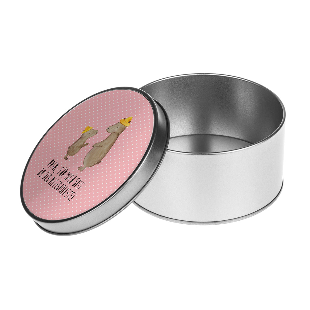 Blechdose rund Bären mit Hut Metalldose, Keksdose, Dose, Vorratsdose, Geschenkbox, Familie, Vatertag, Muttertag, Bruder, Schwester, Mama, Papa, Oma, Opa, Bär, Bären, Vater, Papi, Paps, Dad, Daddy, Lieblingsmensch, Sohn, Söhne, Kind, Kinder, Vater-Sohn, Family, Vorbild