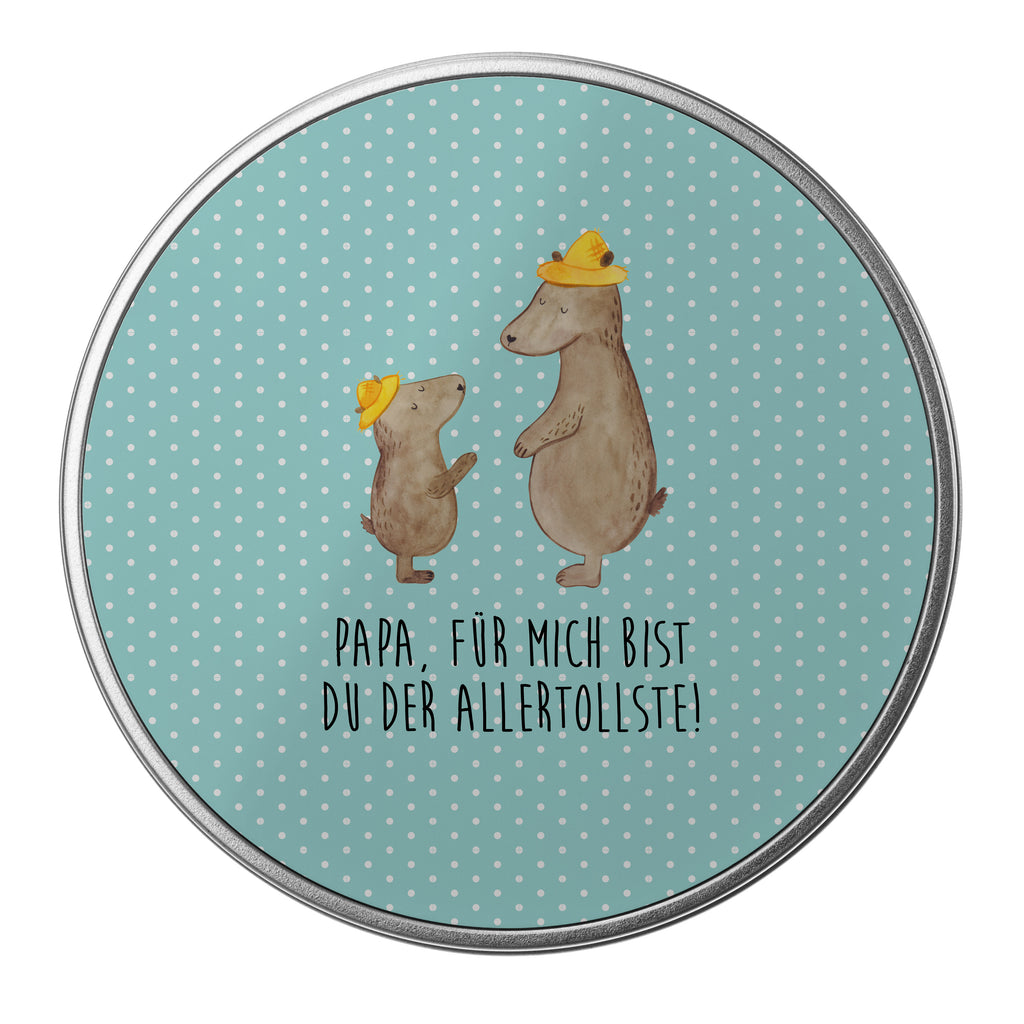 Blechdose rund Bären mit Hut Metalldose, Keksdose, Dose, Vorratsdose, Geschenkbox, Familie, Vatertag, Muttertag, Bruder, Schwester, Mama, Papa, Oma, Opa, Bär, Bären, Vater, Papi, Paps, Dad, Daddy, Lieblingsmensch, Sohn, Söhne, Kind, Kinder, Vater-Sohn, Family, Vorbild
