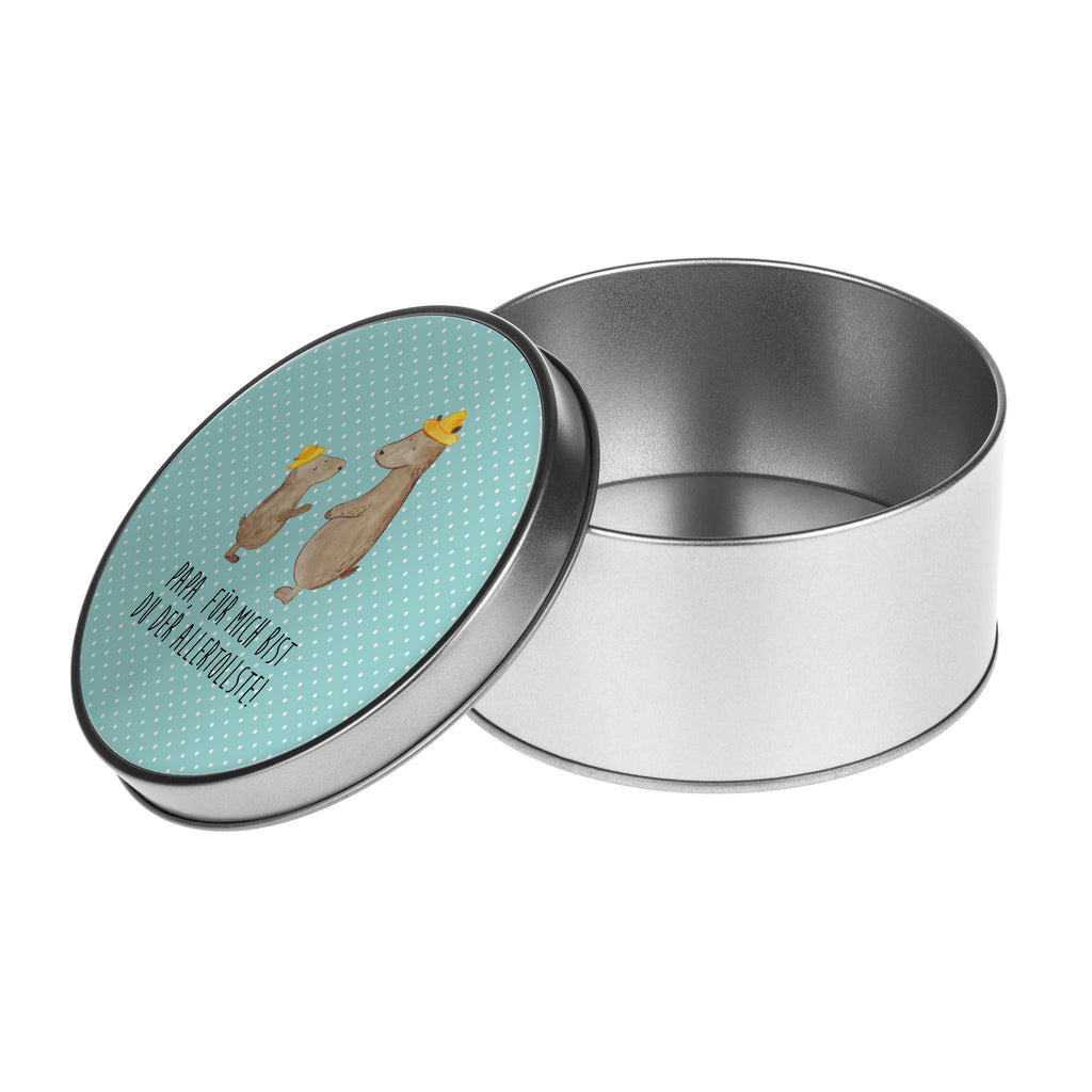 Blechdose rund Bären mit Hut Metalldose, Keksdose, Dose, Vorratsdose, Geschenkbox, Familie, Vatertag, Muttertag, Bruder, Schwester, Mama, Papa, Oma, Opa, Bär, Bären, Vater, Papi, Paps, Dad, Daddy, Lieblingsmensch, Sohn, Söhne, Kind, Kinder, Vater-Sohn, Family, Vorbild