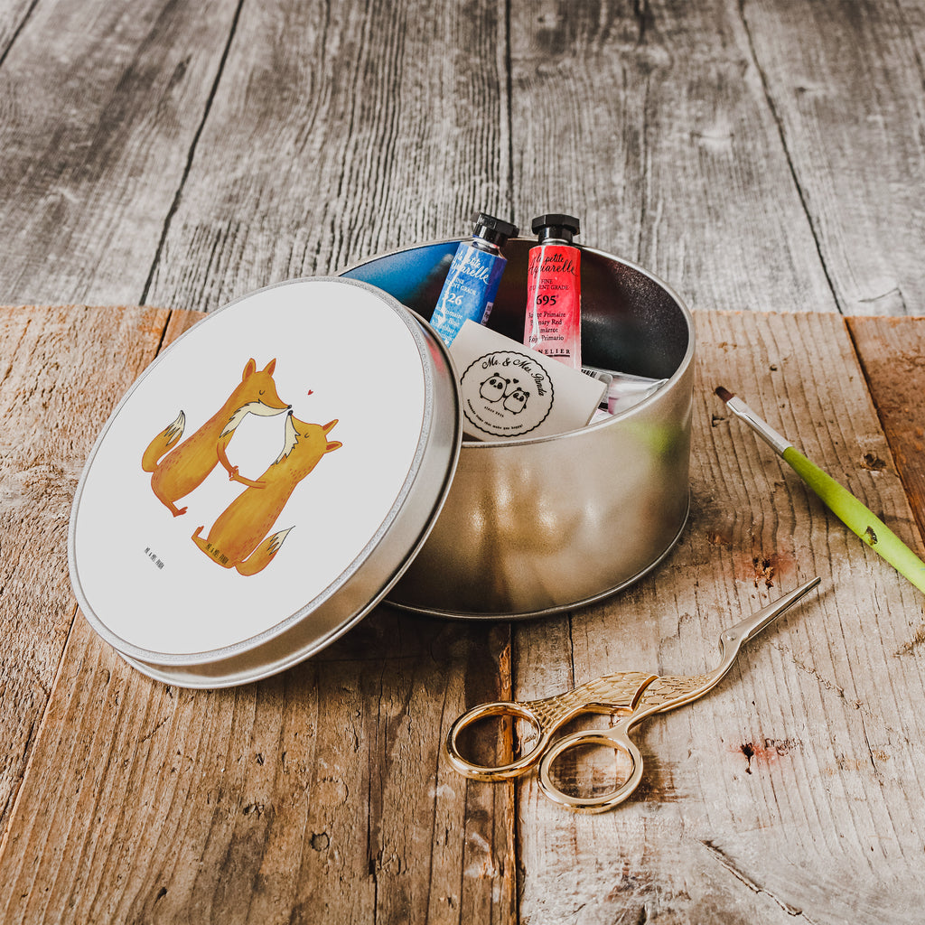 Blechdose rund Füchse Liebe Metalldose, Keksdose, Dose, Vorratsdose, Geschenkbox, Fuchs, Füchse, Fox, Liebe, Liebespaar, Paar, Partner, Freundin, Freund, Ehe, Verlobte, Ehemann, Ehefrau, Liebesbeweis