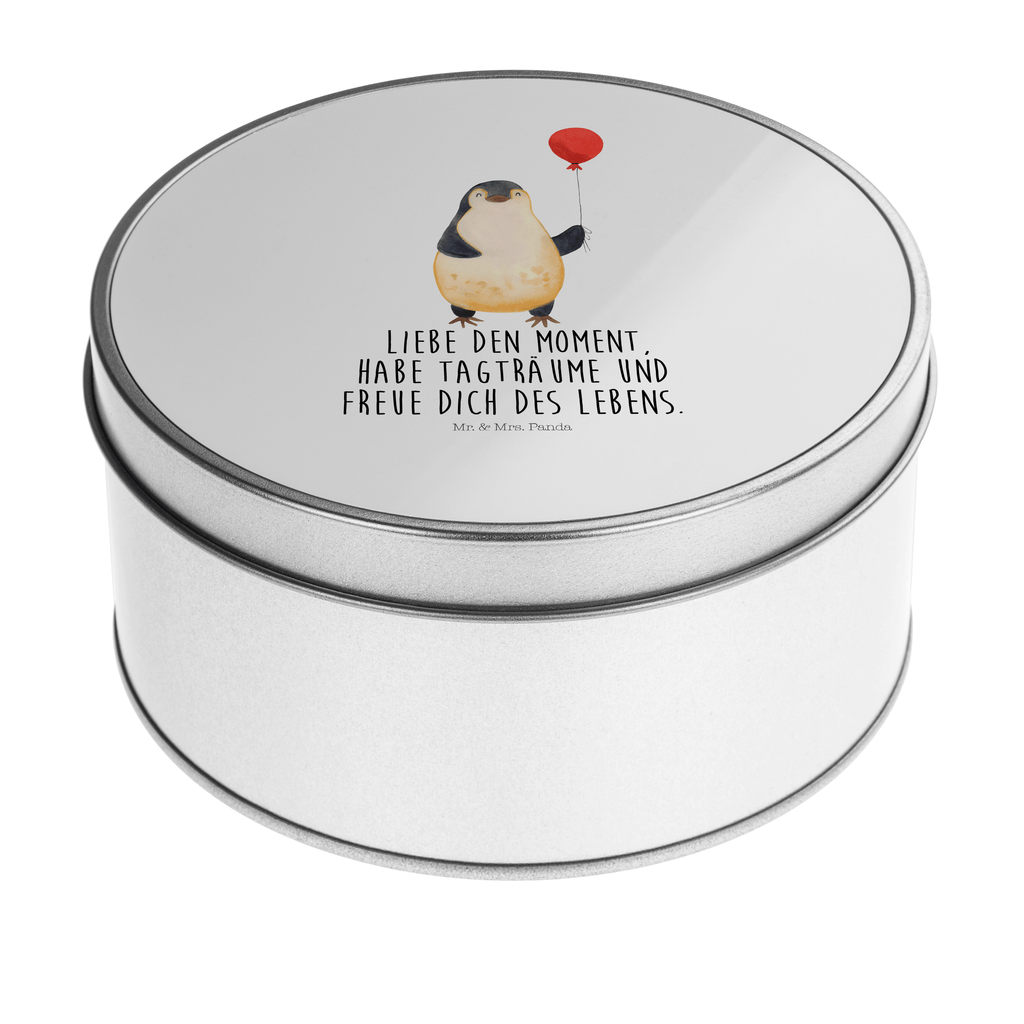 Blechdose rund Pinguin Luftballon Metalldose, Keksdose, Dose, Vorratsdose, Geschenkbox, Pinguin, Pinguine, Luftballon, Tagträume, Lebenslust, Geschenk Freundin, Geschenkidee, beste Freundin, Motivation, Neustart, neues Leben, Liebe, Glück