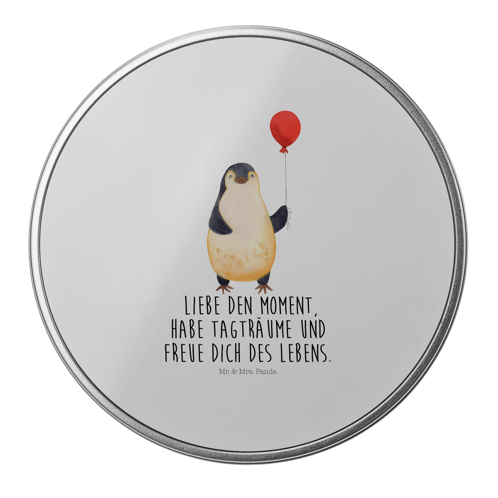 Blechdose rund Pinguin Luftballon Metalldose, Keksdose, Dose, Vorratsdose, Geschenkbox, Pinguin, Pinguine, Luftballon, Tagträume, Lebenslust, Geschenk Freundin, Geschenkidee, beste Freundin, Motivation, Neustart, neues Leben, Liebe, Glück
