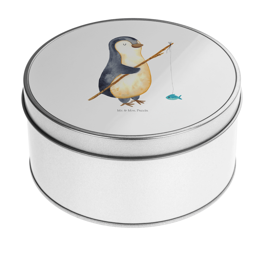 Blechdose rund Pinguin Angler Metalldose, Keksdose, Dose, Vorratsdose, Geschenkbox, Pinguin, Pinguine, Angeln, Angler, Tagträume, Hobby, Plan, Planer, Tagesplan, Neustart, Motivation, Geschenk, Freundinnen, Geschenkidee, Urlaub, Wochenende