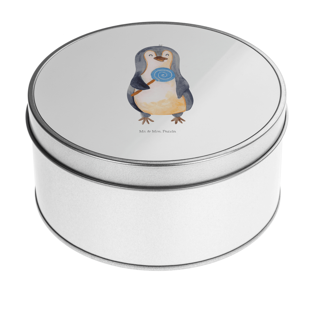 Blechdose rund Pinguin Lolli Metalldose, Keksdose, Dose, Vorratsdose, Geschenkbox, Pinguin, Pinguine, Lolli, Süßigkeiten, Blödsinn, Spruch, Rebell, Gauner, Ganove, Rabauke