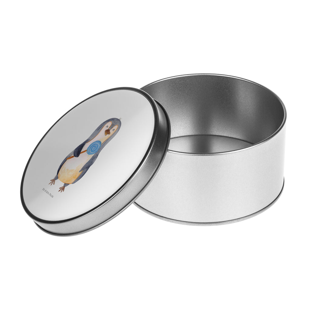 Blechdose rund Pinguin Lolli Metalldose, Keksdose, Dose, Vorratsdose, Geschenkbox, Pinguin, Pinguine, Lolli, Süßigkeiten, Blödsinn, Spruch, Rebell, Gauner, Ganove, Rabauke