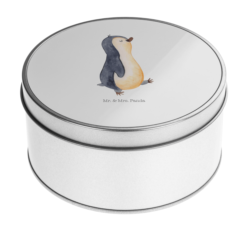 Blechdose rund Pinguin marschierend Metalldose, Keksdose, Dose, Vorratsdose, Geschenkbox, Pinguin, Pinguine, Frühaufsteher, Langschläfer, Bruder, Schwester, Familie